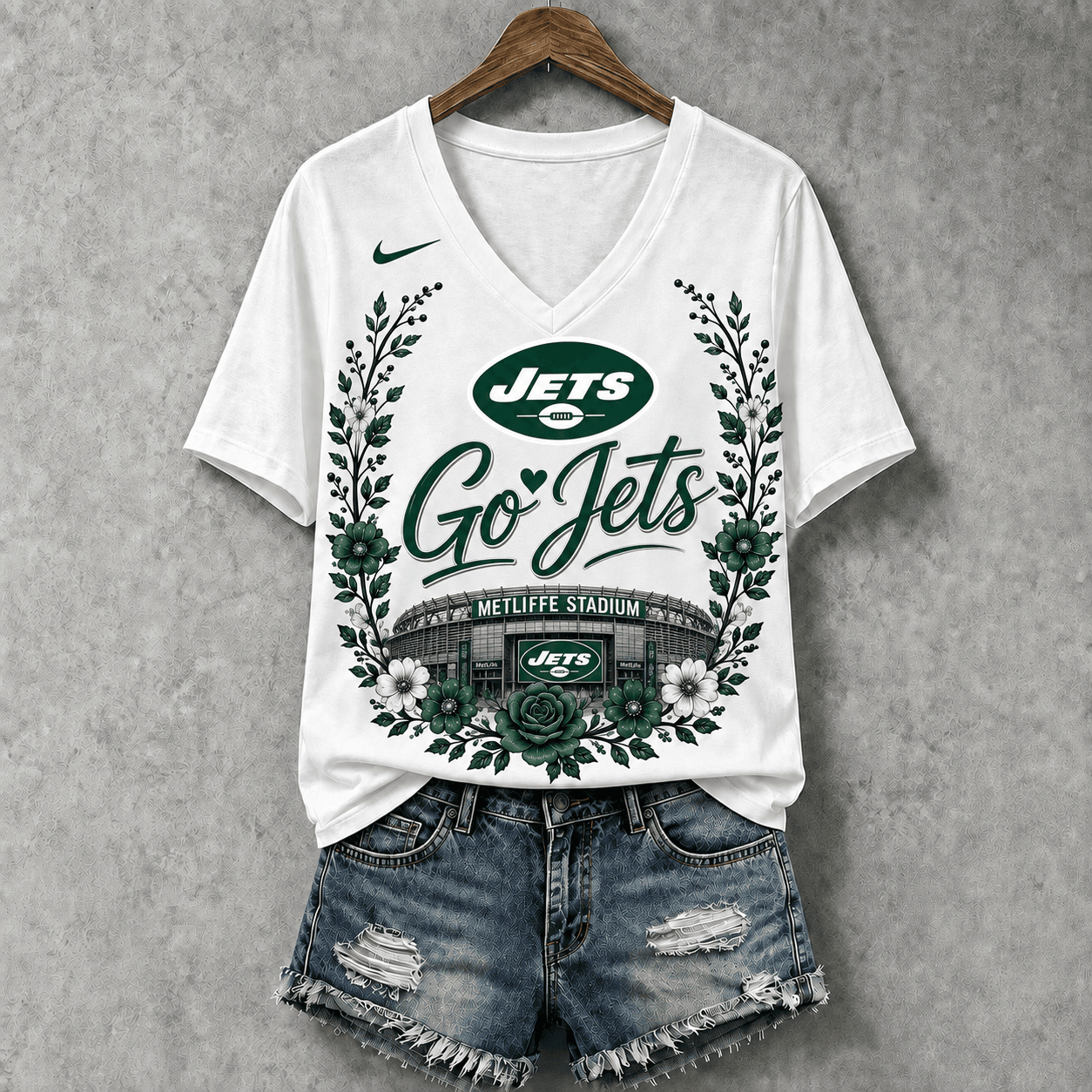 New York Jets | Premium NFL Floral Stadium Football Fan V-neck NY