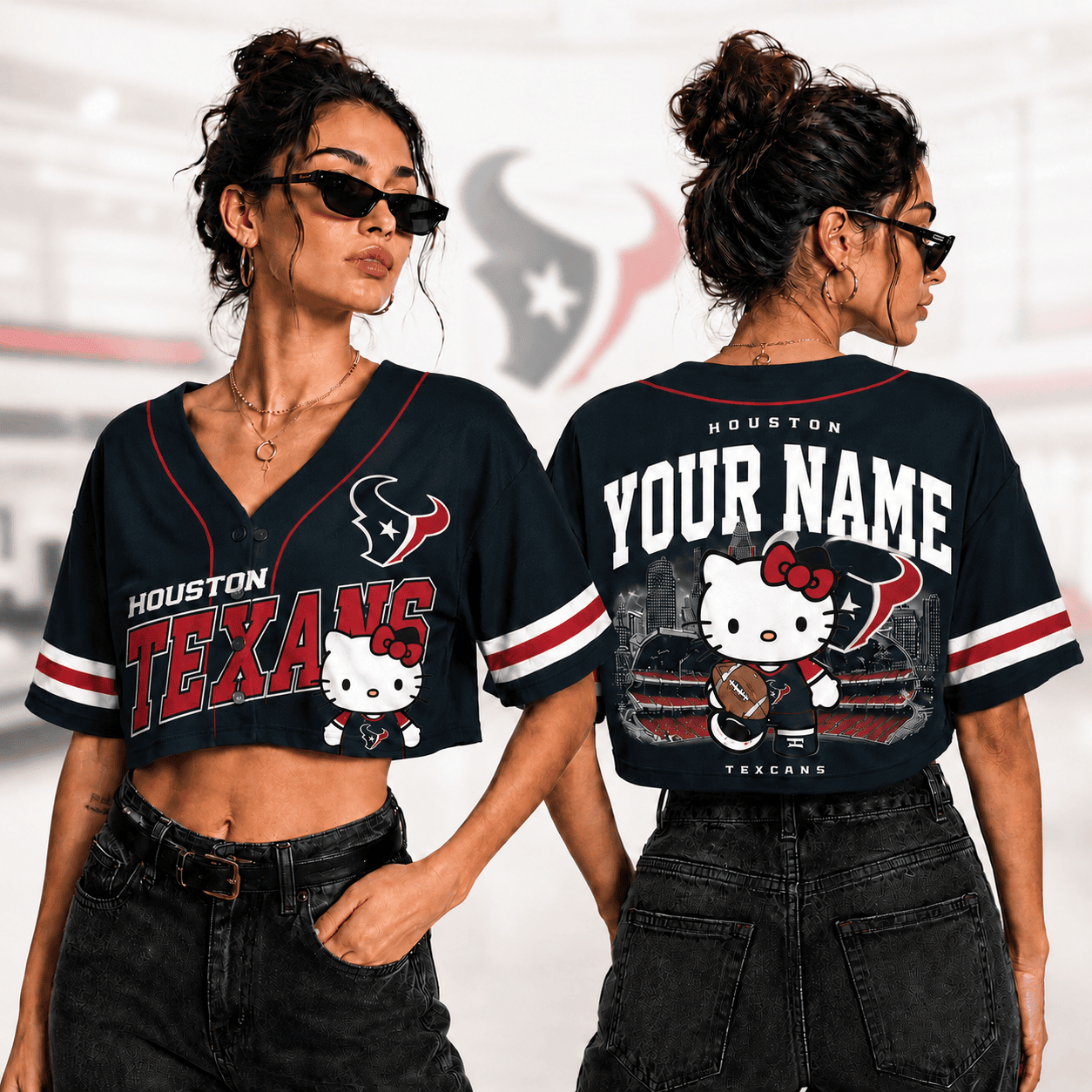 Houston Texans | Premium NFL Personalized Hello Kitty Croptop Jersey NNK