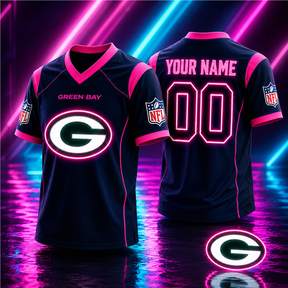 Green Bay Packers | Premium NFL Electric Glow V-Neck Jersey NTH1