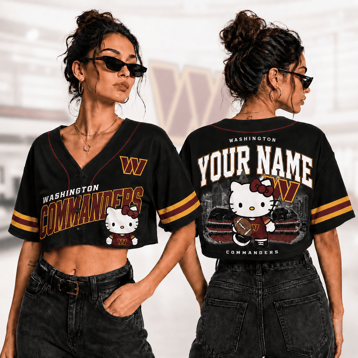 Washington Commanders | Premium NFL Personalized Hello Kitty Croptop Jersey NNK