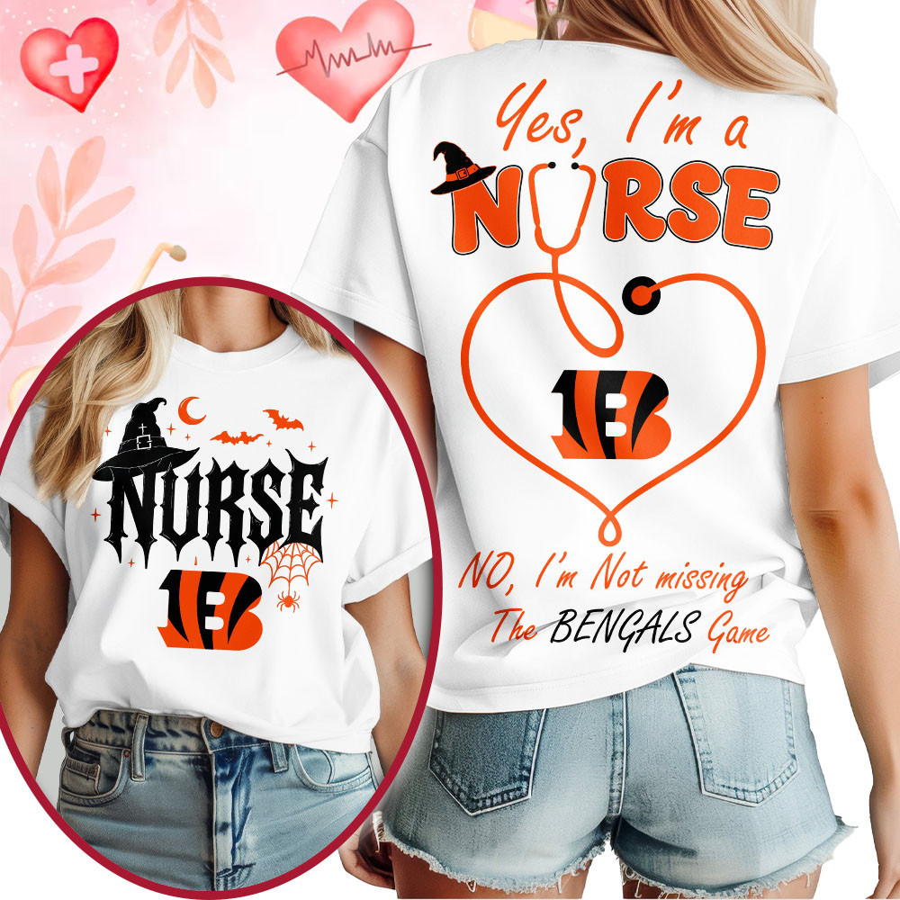 Cincinnati Bengals | Premium NFL Night Shift Never Misses Game Day Halloween Nurse 3D Shirt NTH1