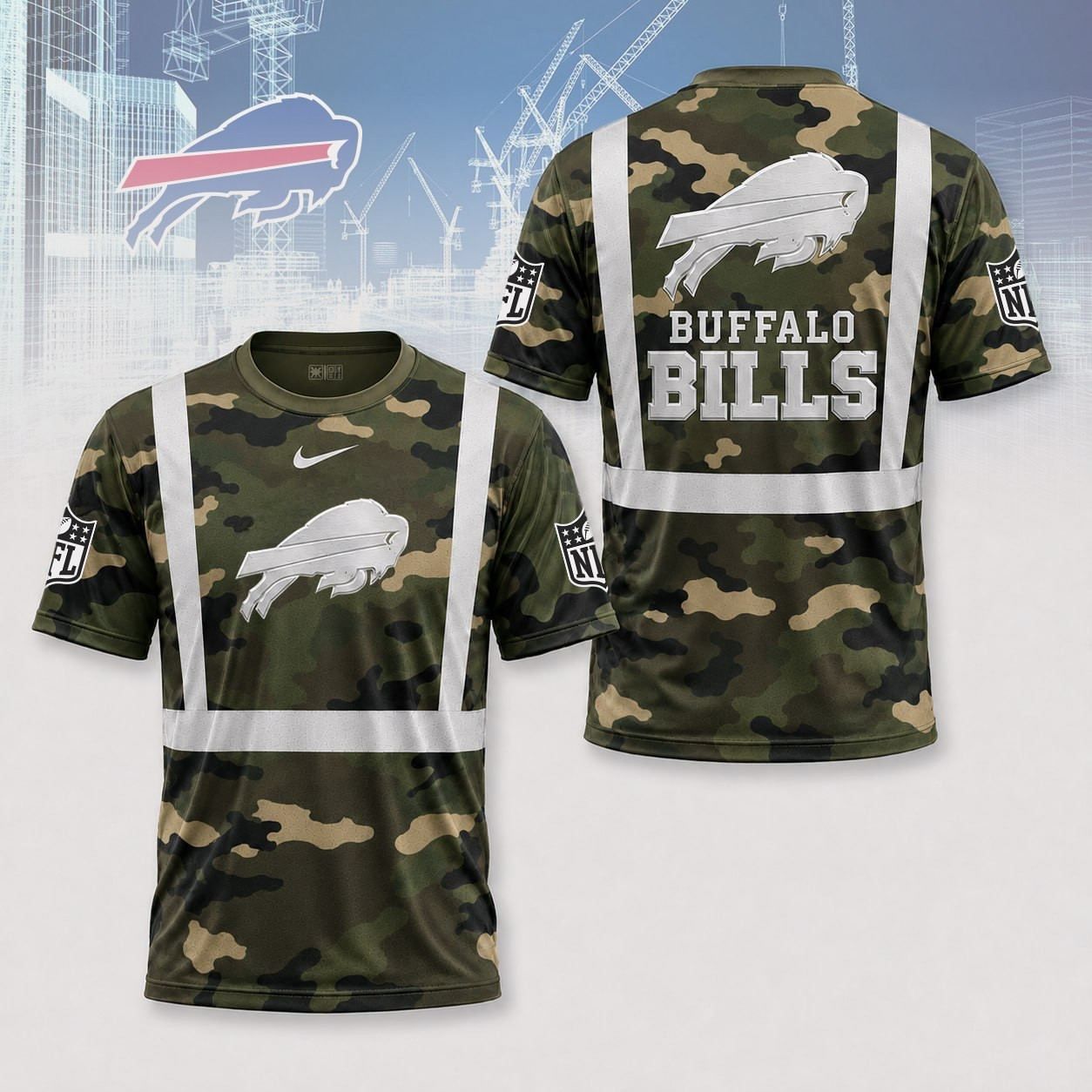 Buffalo Bills | Premium NFL Army Camo Hi-Vis 3D Shirt NY