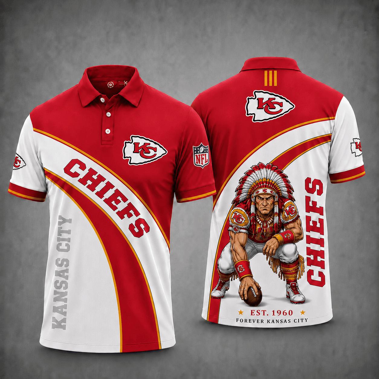 Kansas City Chiefs | Premium NFL Fierce Football Mascot Polo NY