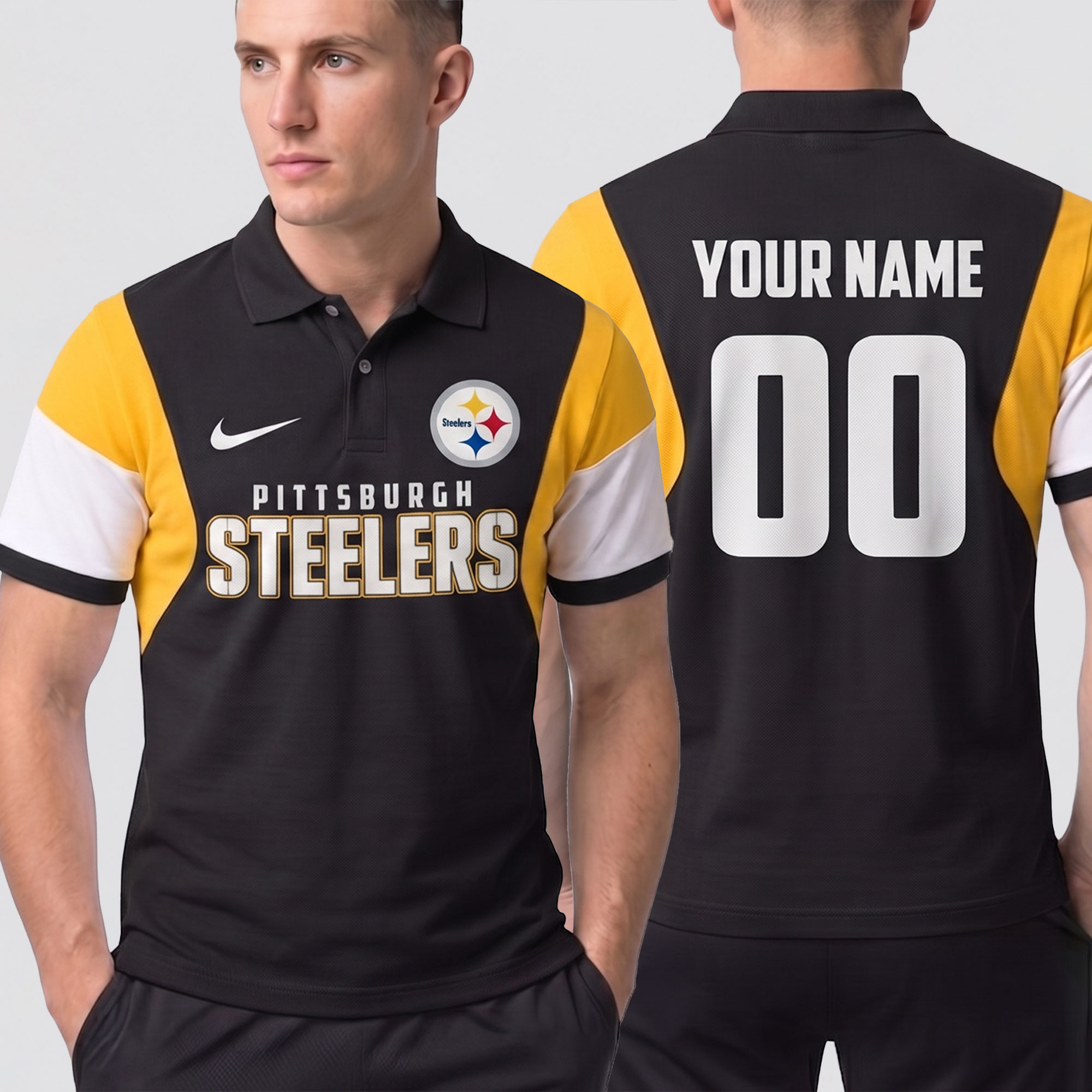 Pittsburgh Steelers | Premium NFL Own The Game Custom Number Polo NTH1