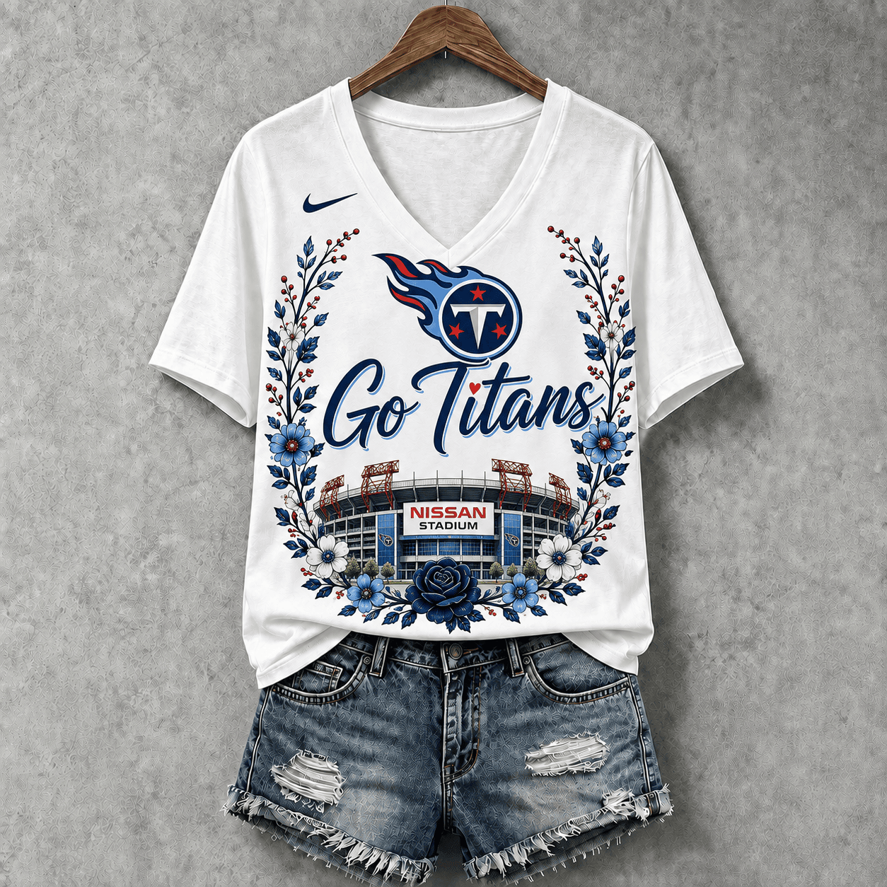 Tennessee Titans | Premium NFL Floral Stadium Football Fan V-neck NY