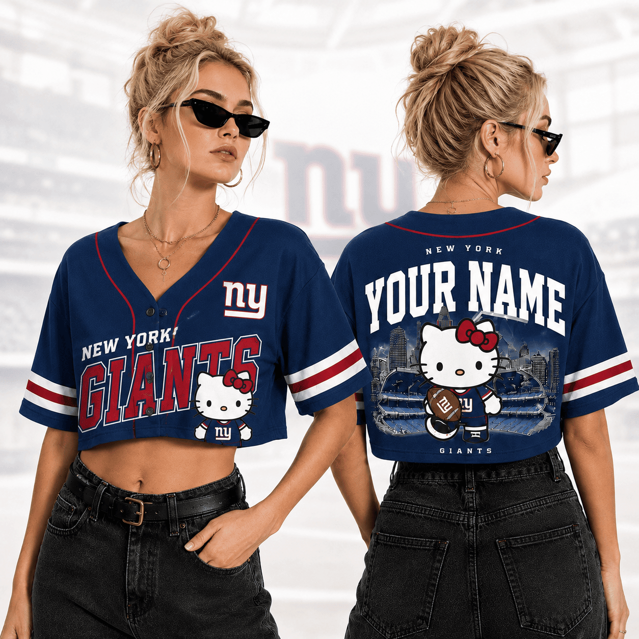 New York Giants | Premium NFL Personalized Hello Kitty Croptop Jersey NNK