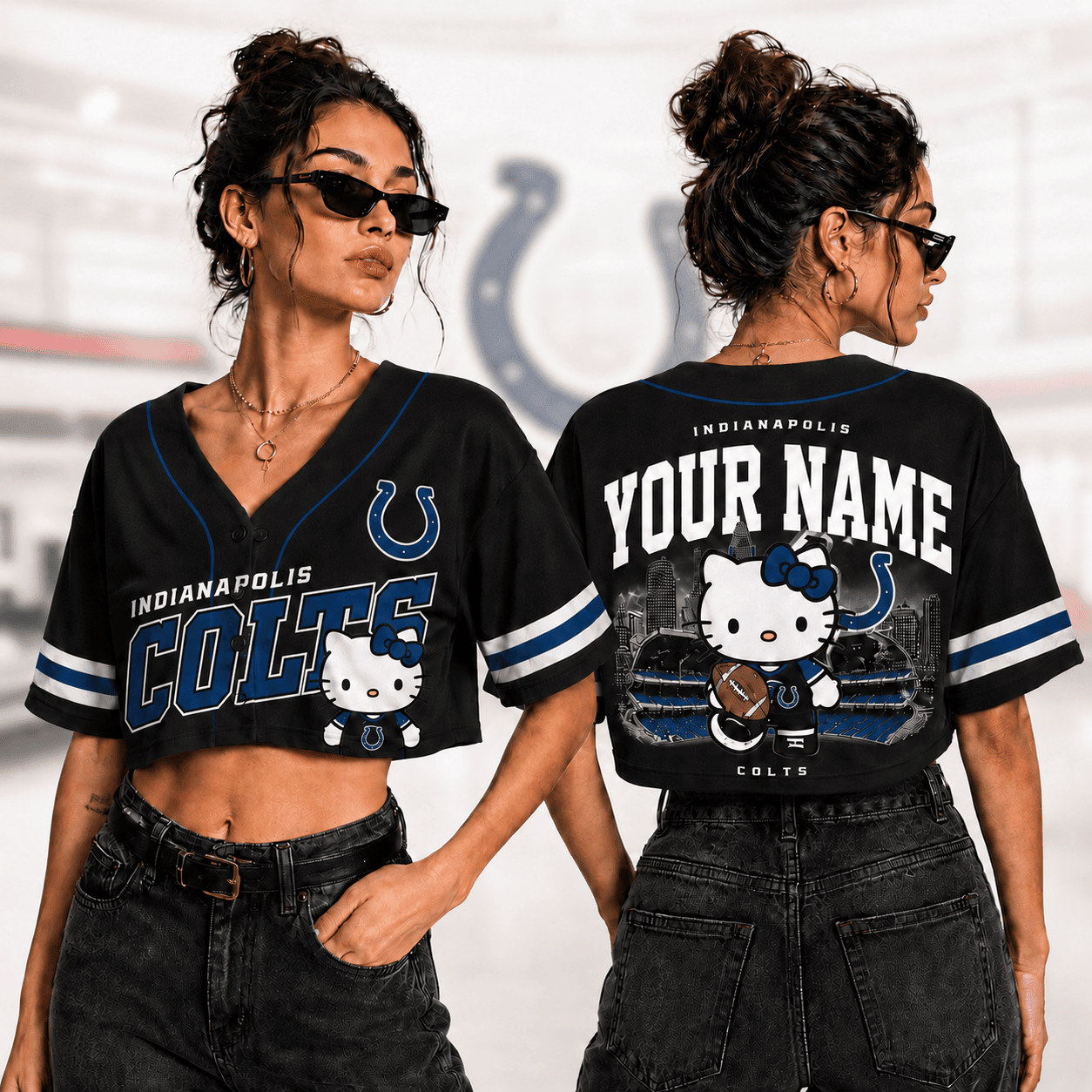 Indianapolis Colts | Premium NFL Personalized Hello Kitty Croptop Jersey NNK