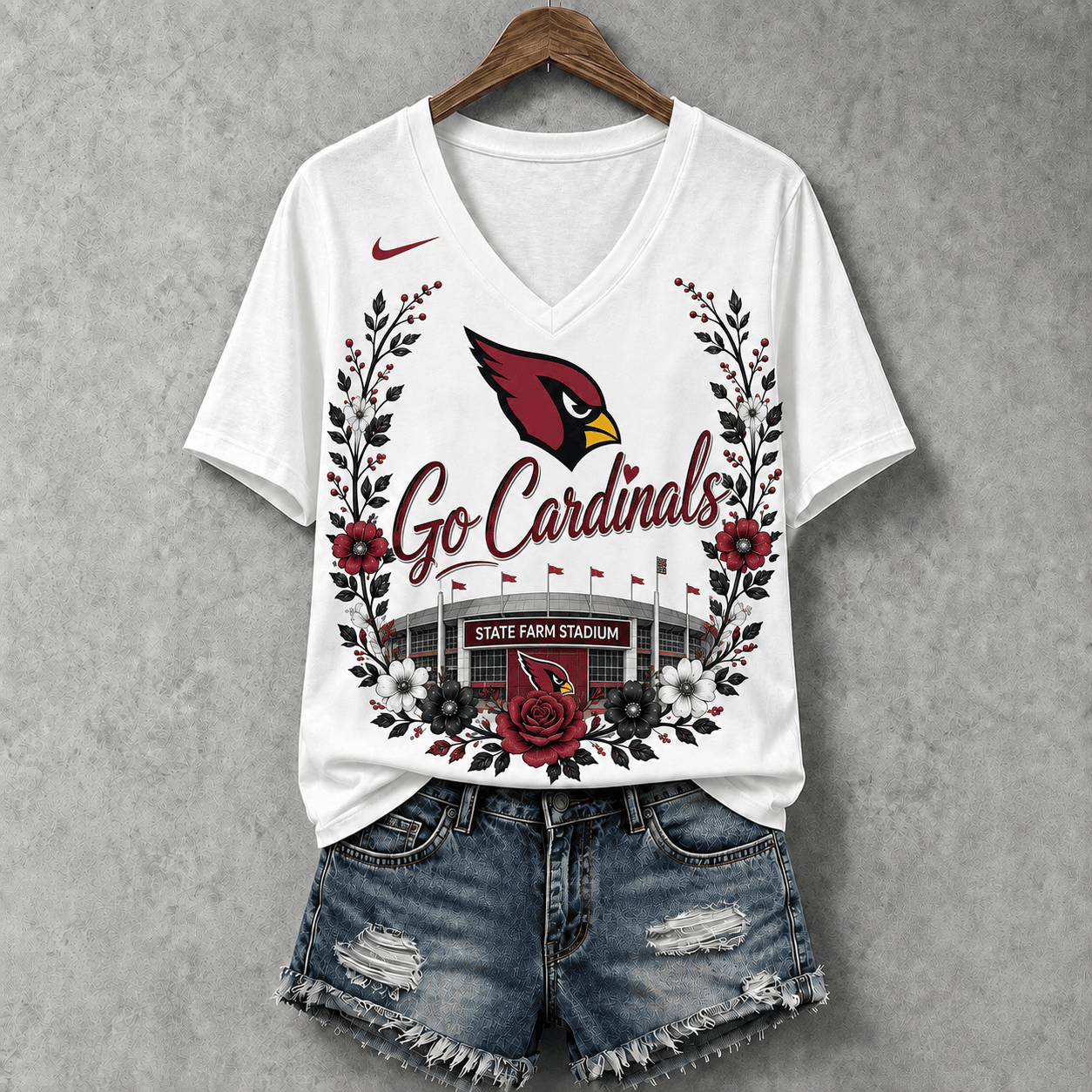 Arizona Cardinals | Premium NFL Floral Stadium Football Fan V-neck NY