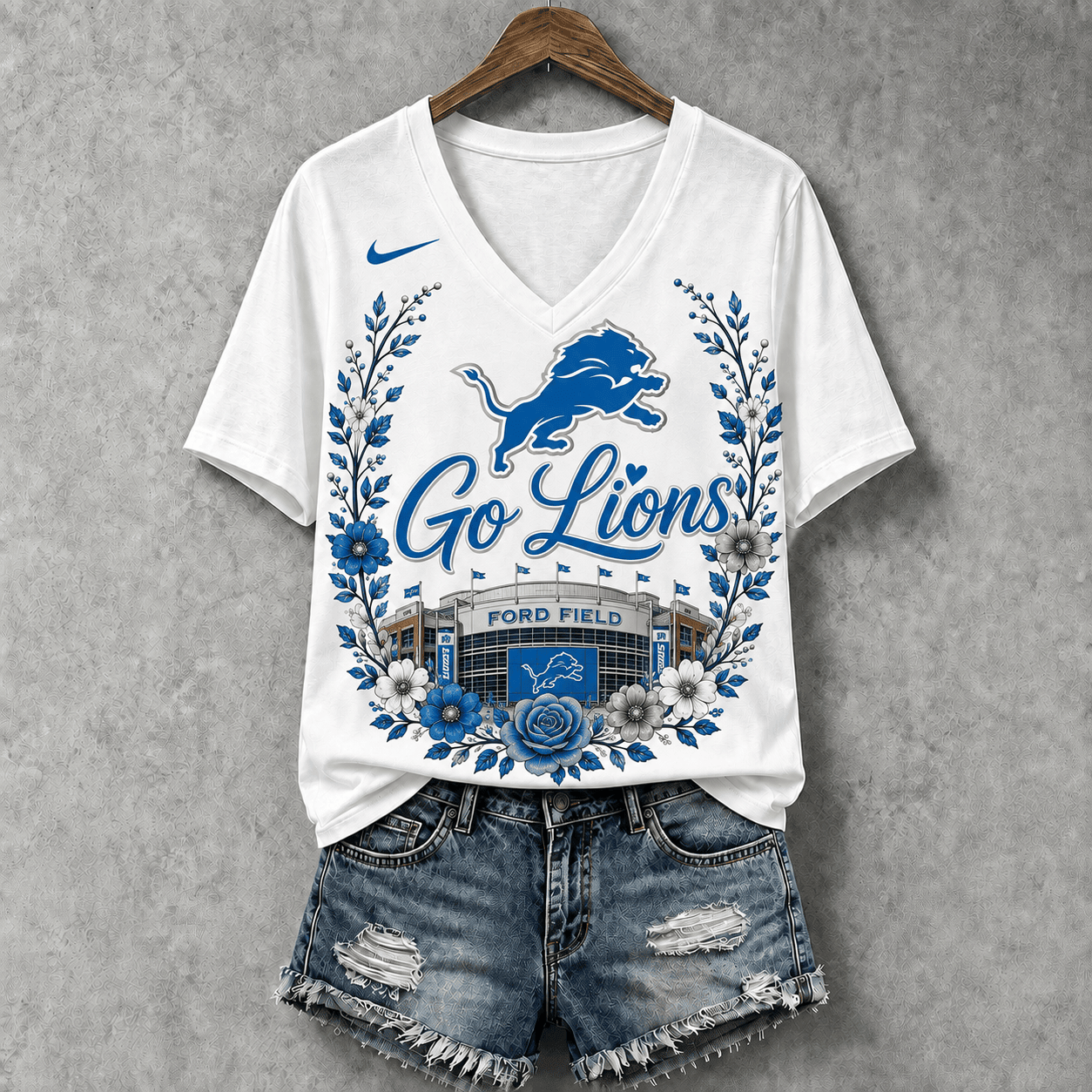 Detroit Lions | Premium NFL Floral Stadium Football Fan V-neck NY