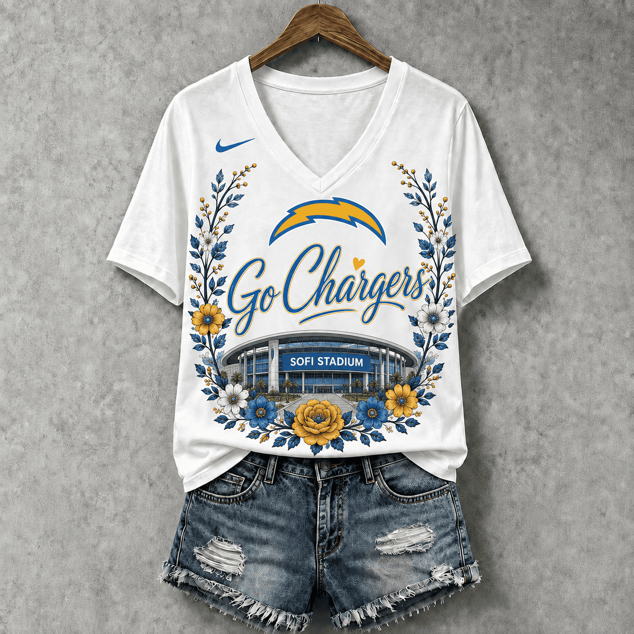 Los Angeles Chargers | Premium NFL Floral Stadium Football Fan V-neck NY