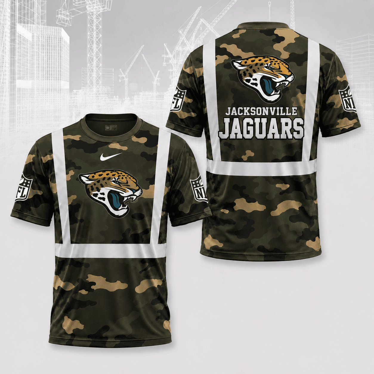 Jacksonville Jaguars | Premium NFL Army Camo Hi-Vis 3D Shirt NY