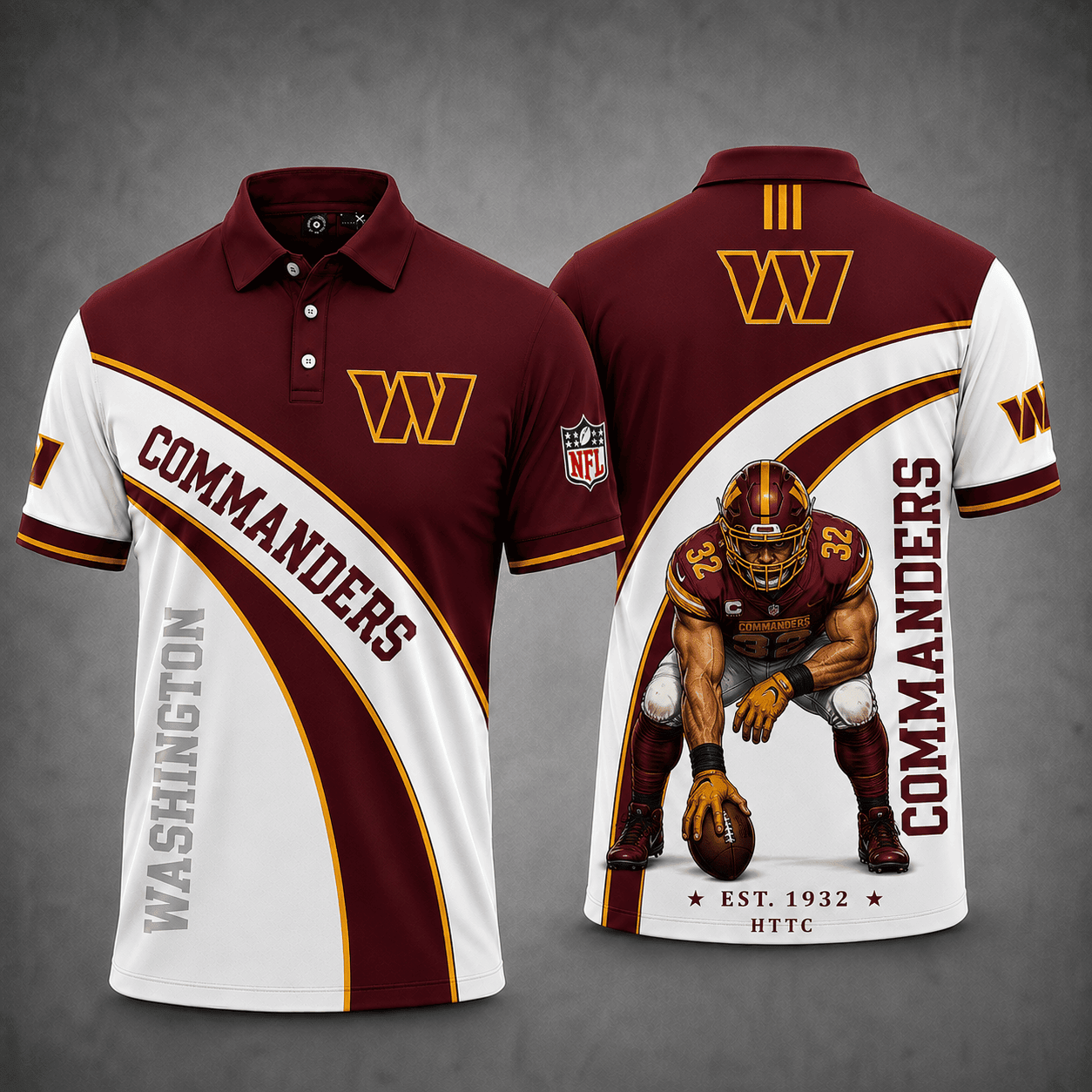 Washington Commanders | Premium NFL Fierce Football Mascot Polo NY