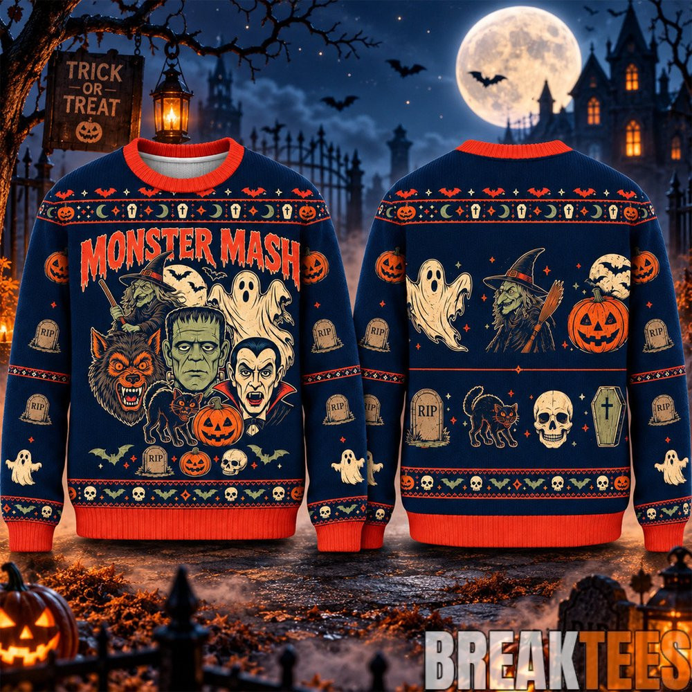 Monster Mash Halloween 2026 Spooky Ugly Sweater for Halloween Fans