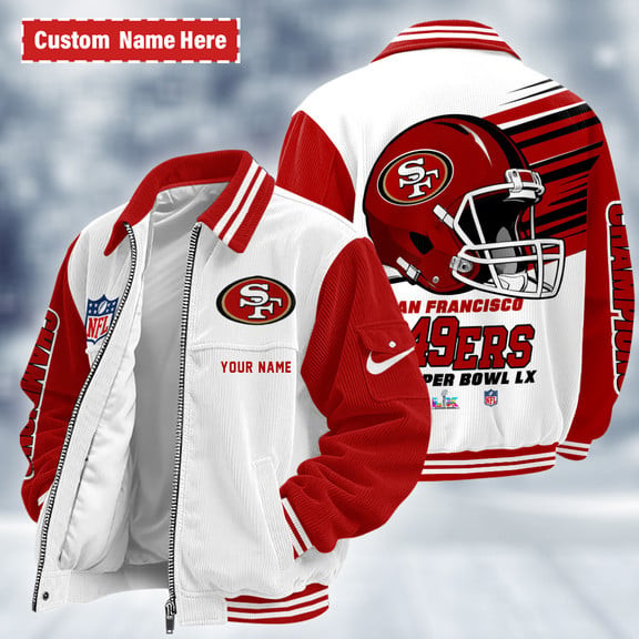 San Francisco 49ers Touchdown Classic Varsity Jacket PW7H6Y