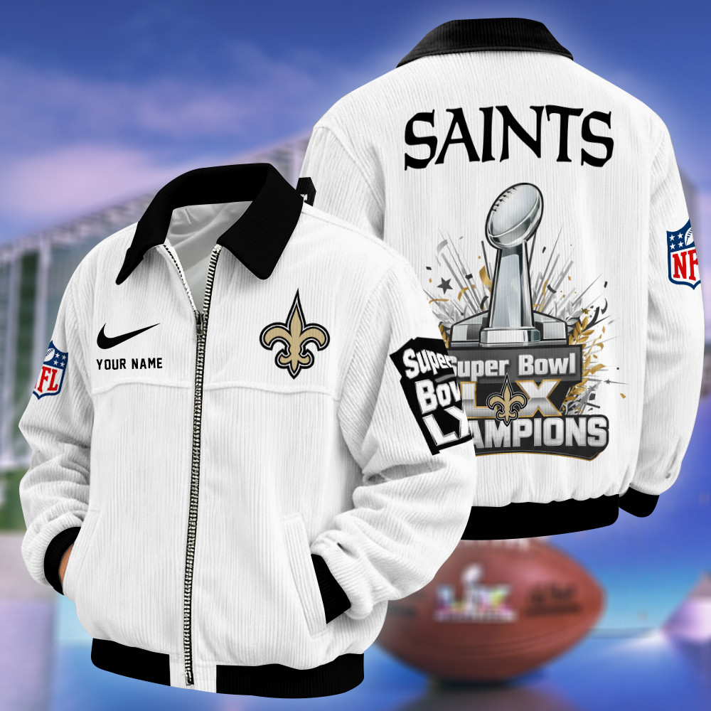 New Orleans Saints Super Bowl LX 2026 Touchdown Classic Varsity Jacket P59Y7D