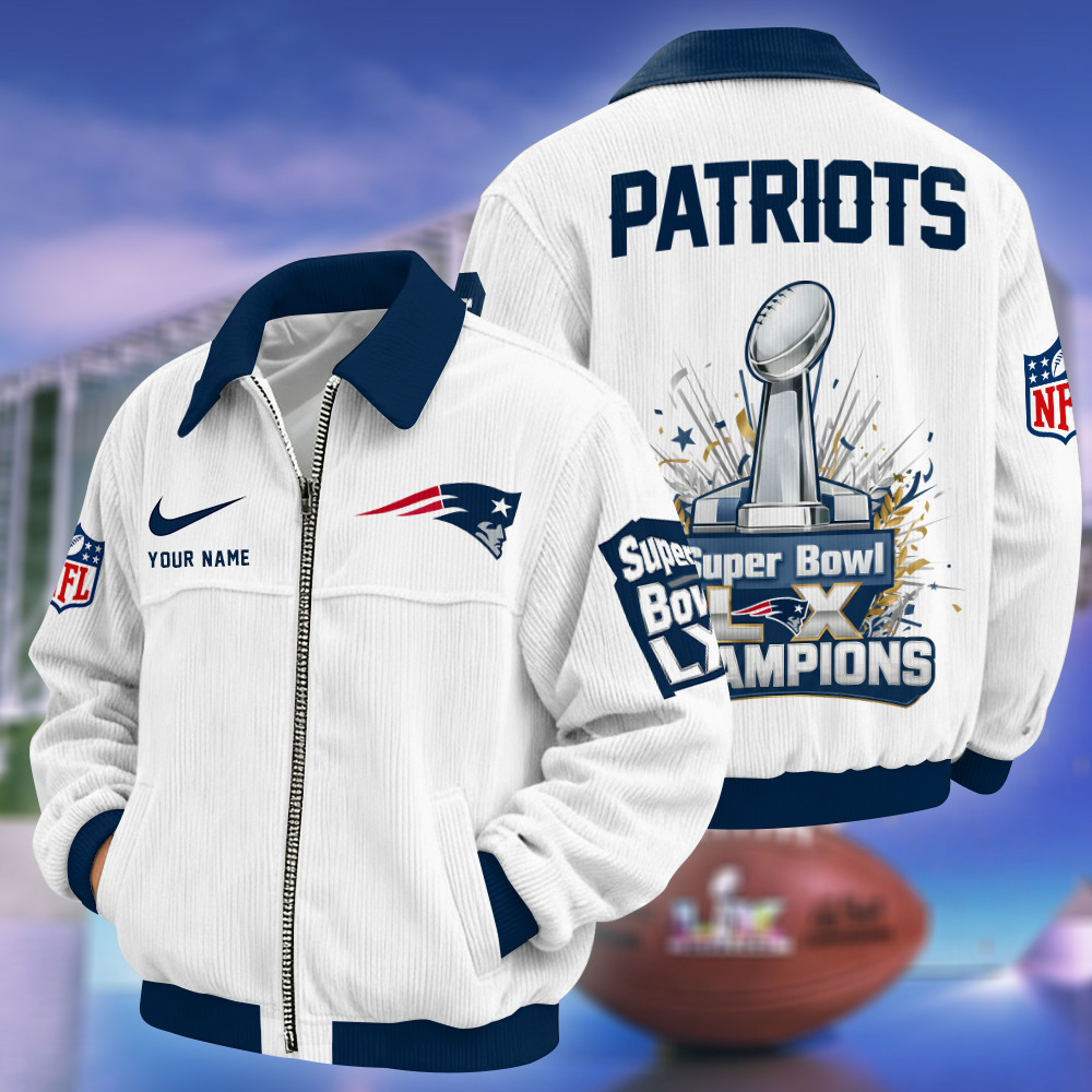 New England Patriots Super Bowl LX 2026 Touchdown Classic Varsity Jacket P96AJY