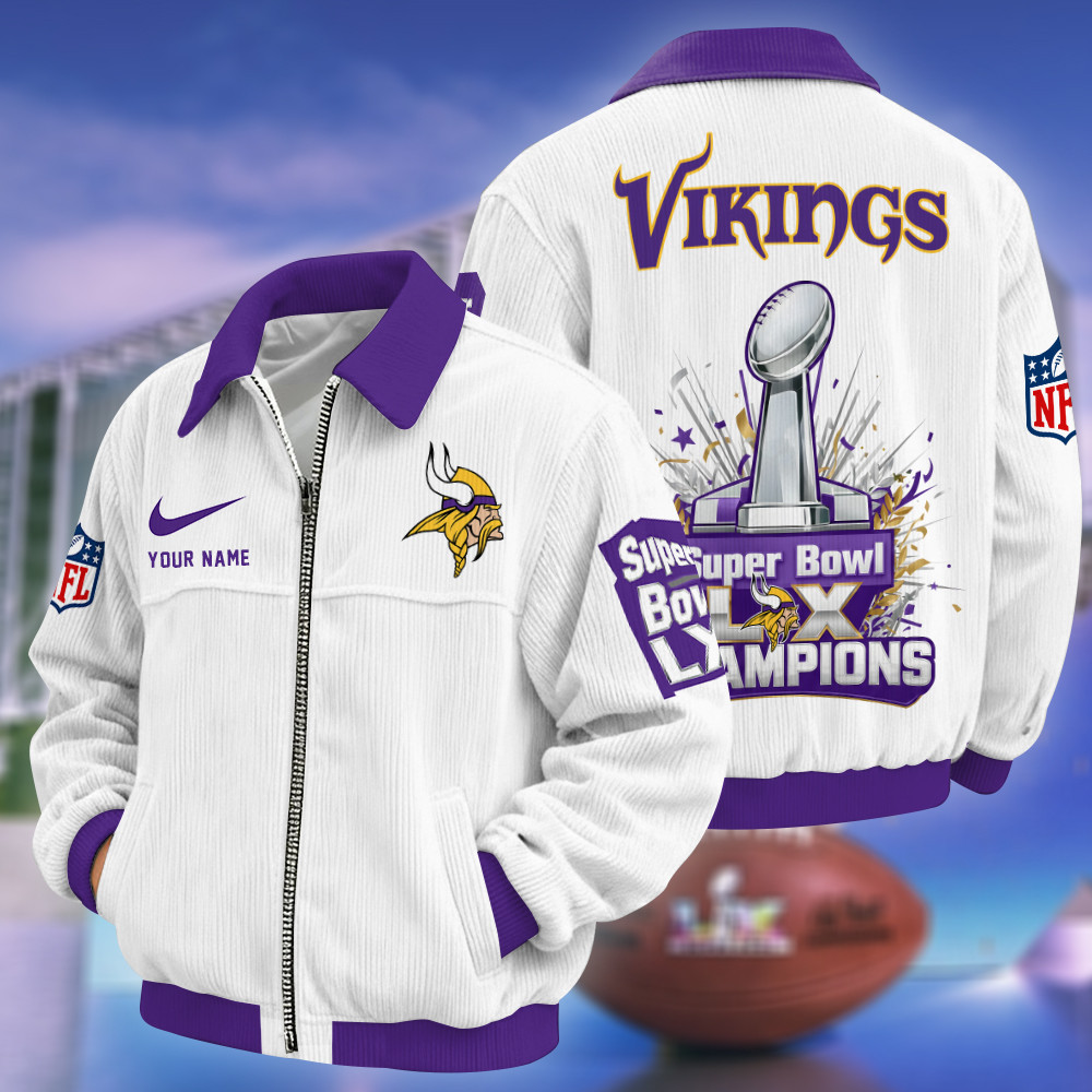 Minnesota Vikings Super Bowl LX 2026 Touchdown Classic Varsity Jacket PRXB9Z