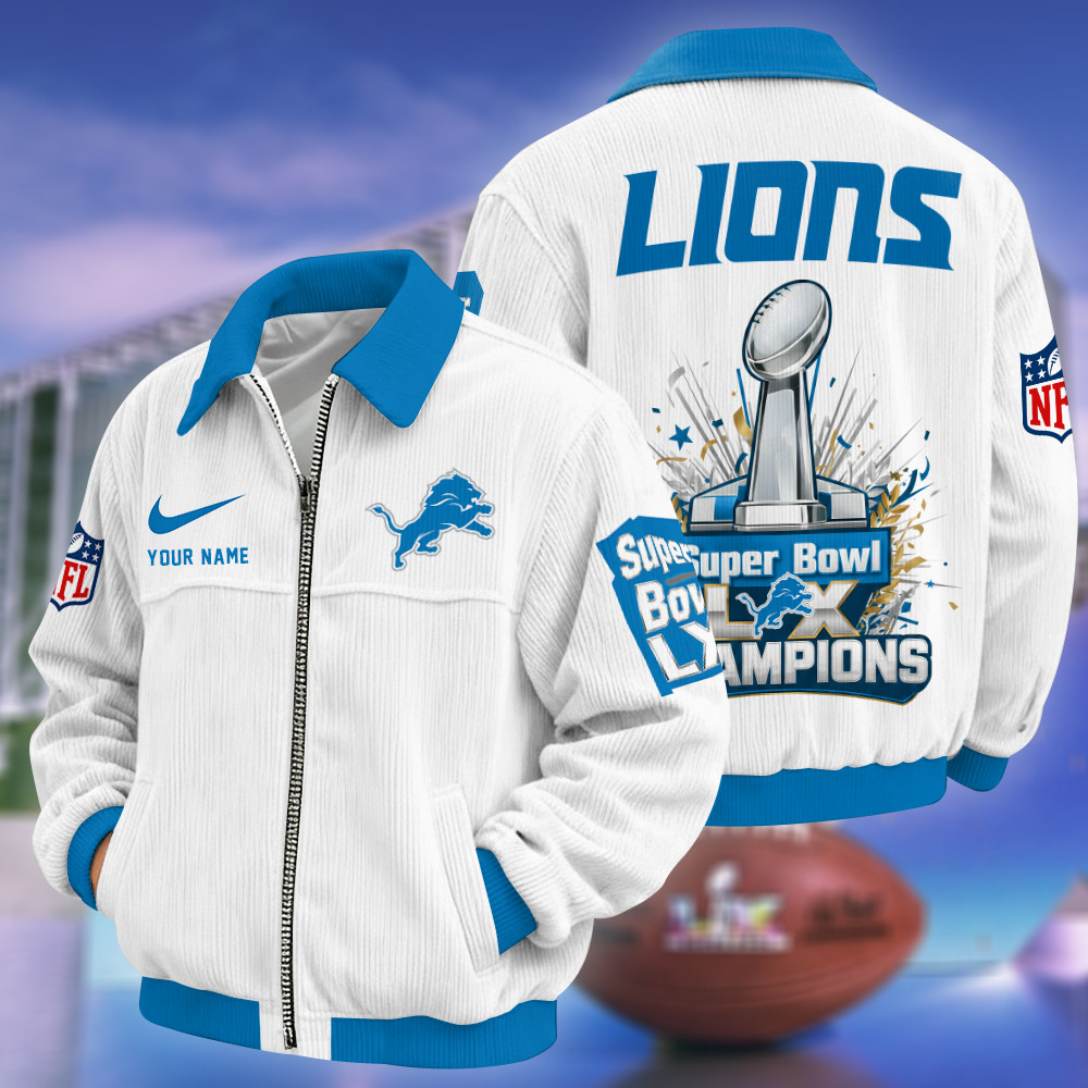 Detroit Lions Super Bowl LX 2026 Touchdown Classic Varsity Jacket PTFLP9