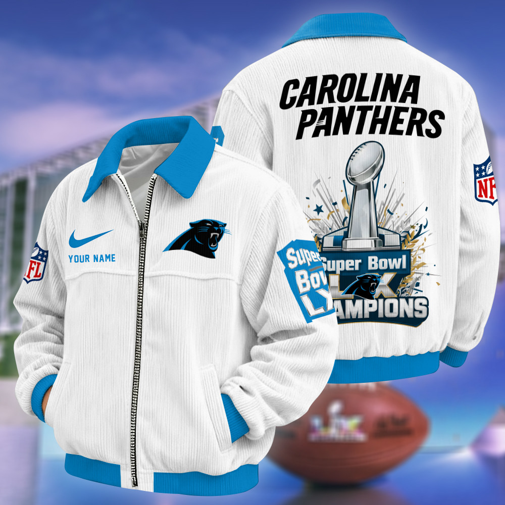 Carolina Panthers Super Bowl LX 2026 Touchdown Classic Varsity Jacket P4P874