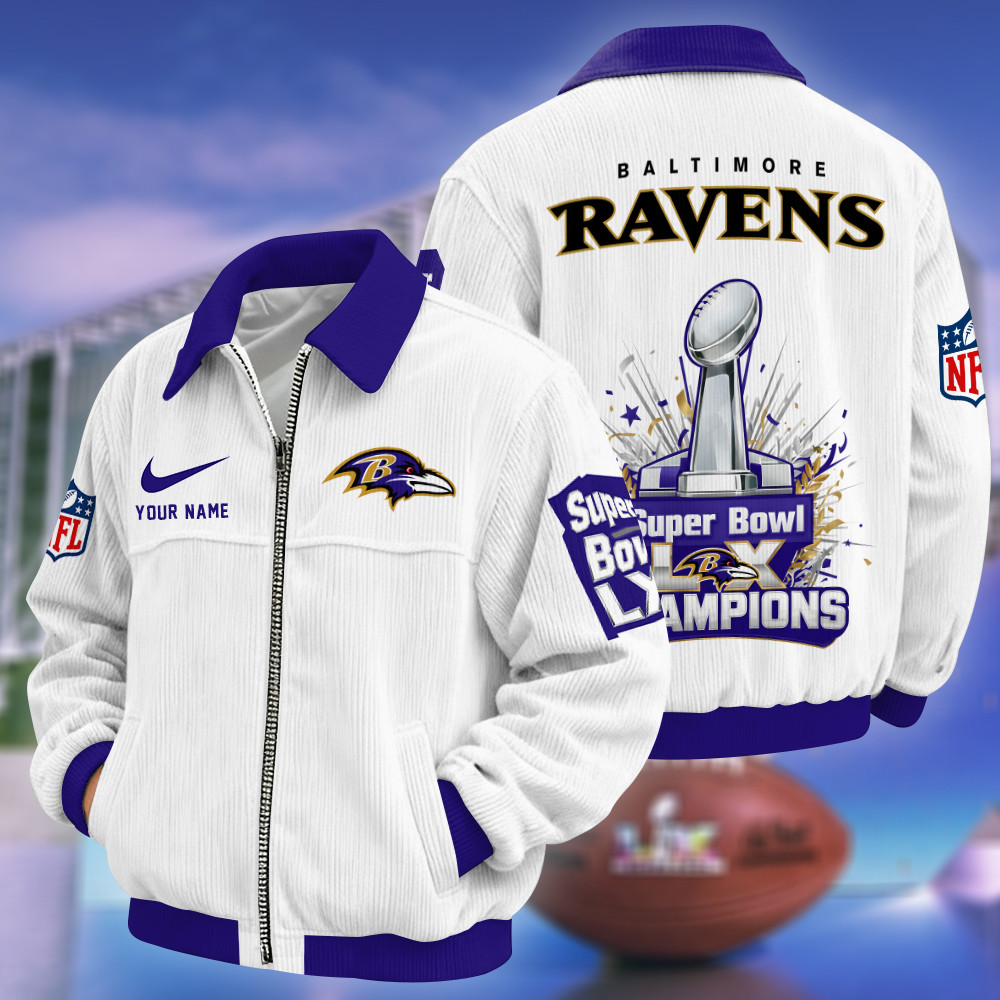 Baltimore Ravens Super Bowl LX 2026 Touchdown Classic Varsity Jacket PKQQ2Z
