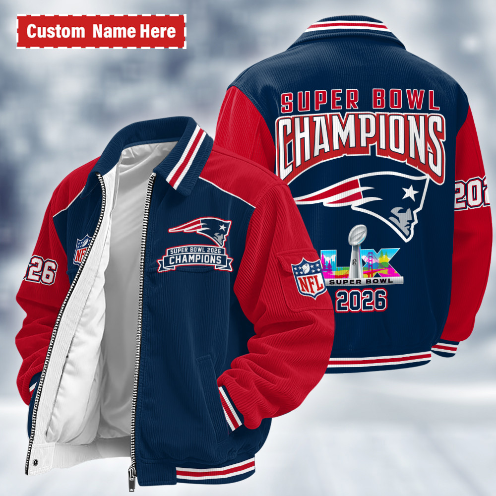 New England Patriots Super Bowl LX 2026 Touchdown Classic Varsity Jacket PLY4RQ