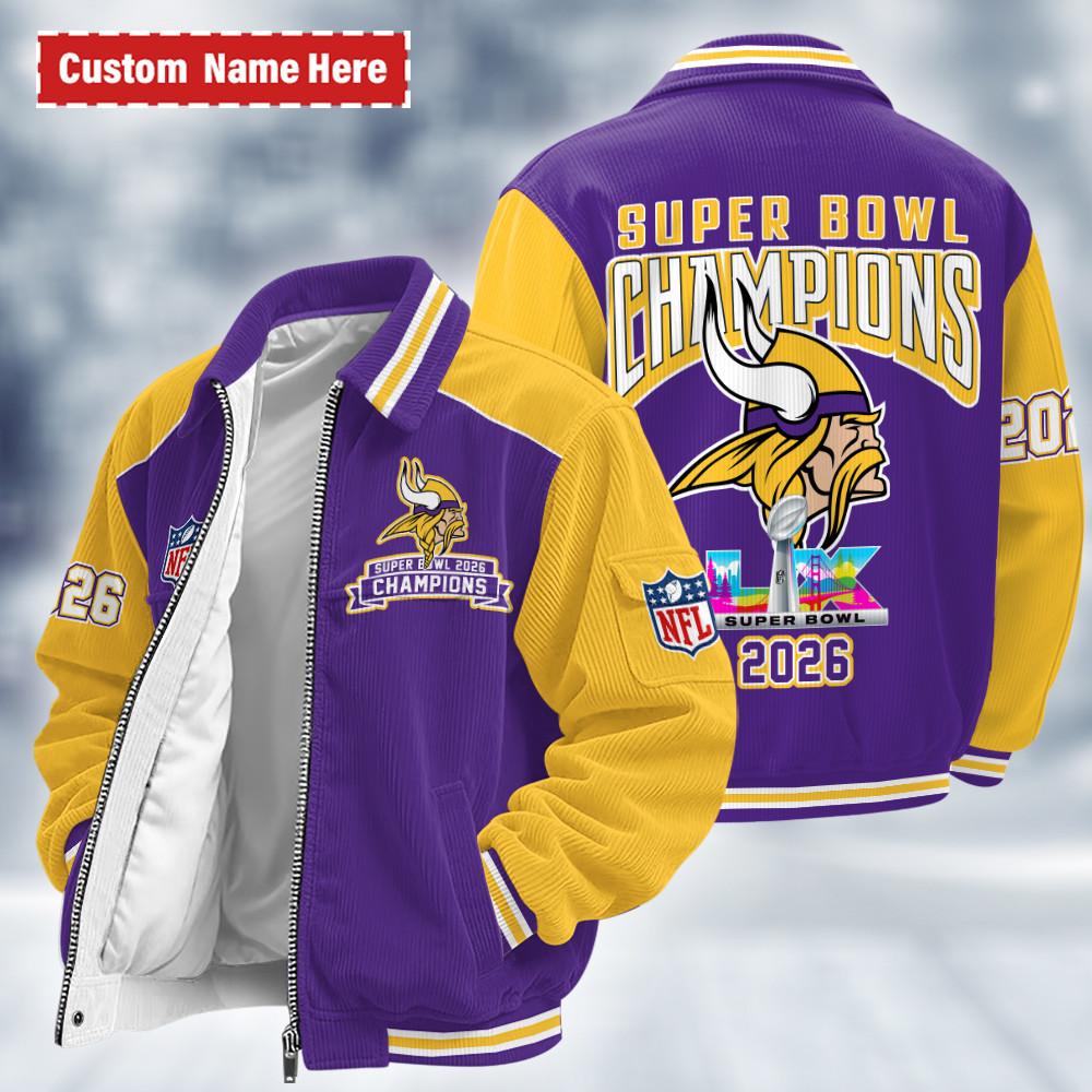 Minnesota Vikings Super Bowl LX 2026 Touchdown Classic Varsity Jacket P6E6SD