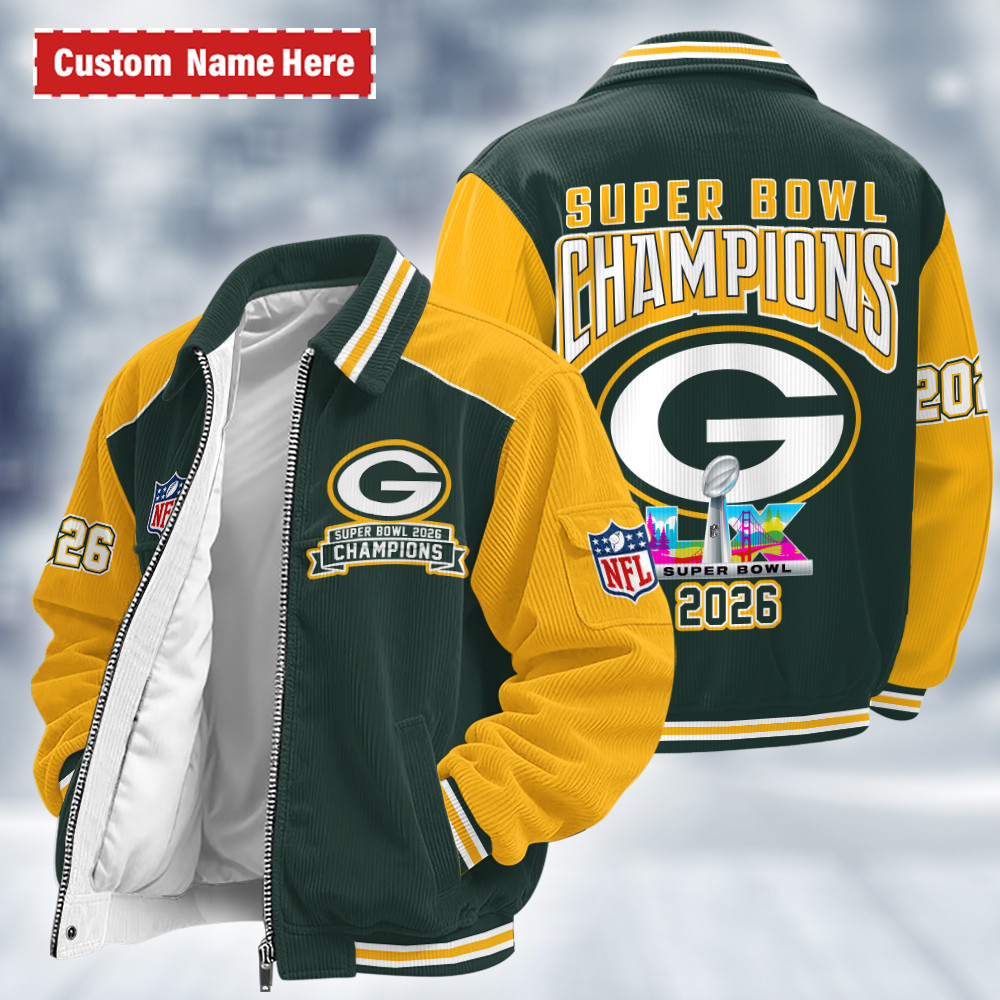 Green Bay Packers Super Bowl LX 2026 Touchdown Classic Varsity Jacket PAUSMG