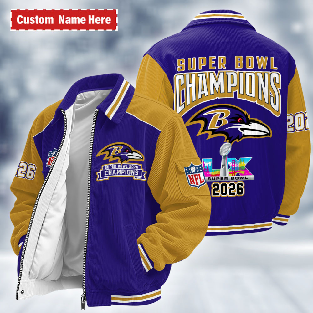 Baltimore Ravens Super Bowl LX 2026 Touchdown Classic Varsity Jacket PPMCZH