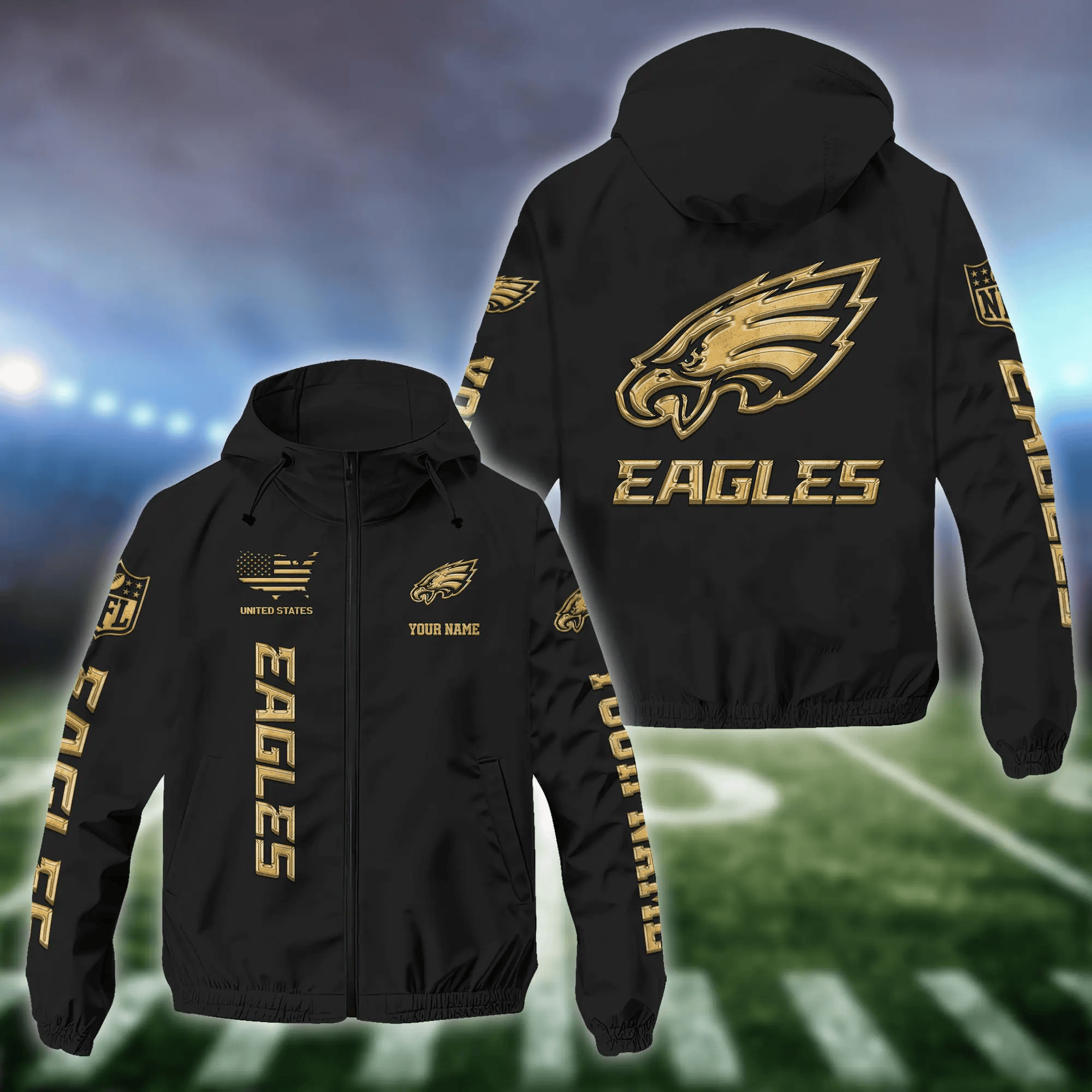 Philadelphia Eagles Custom Windbreaker Outdoor Jacket Sport Fan Gift PEEJU4