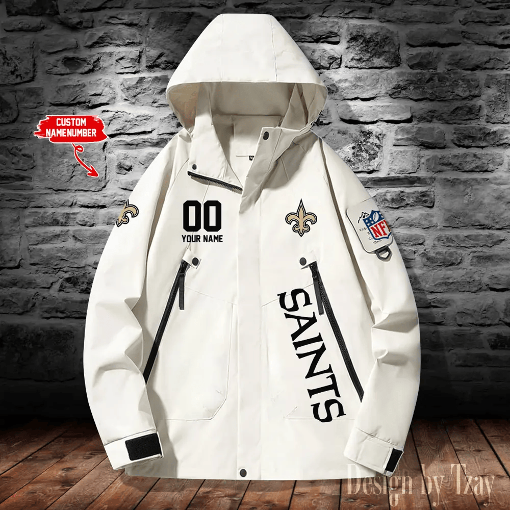 New Orleans Saints Windbreaker Unisex Outdoor Windproof Rain Coat Antifouling PF4VR3