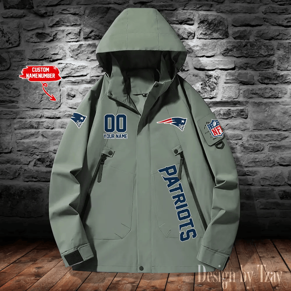 New England Patriots Windbreaker Unisex Outdoor Windproof Rain Coat Antifouling P9A5UL