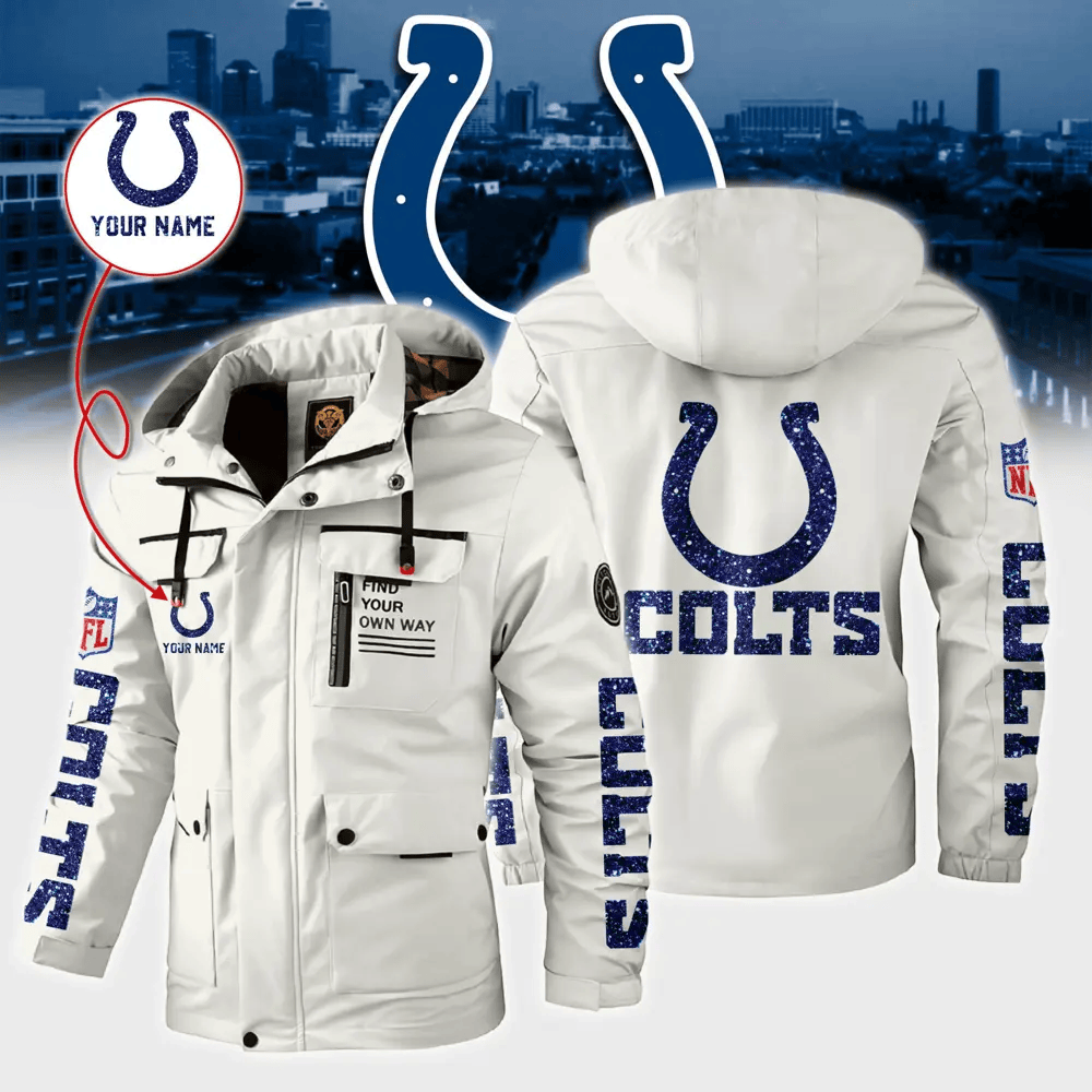 Indianapolis Colts Personalized Winter Windbreaker Jacket P5FJM4