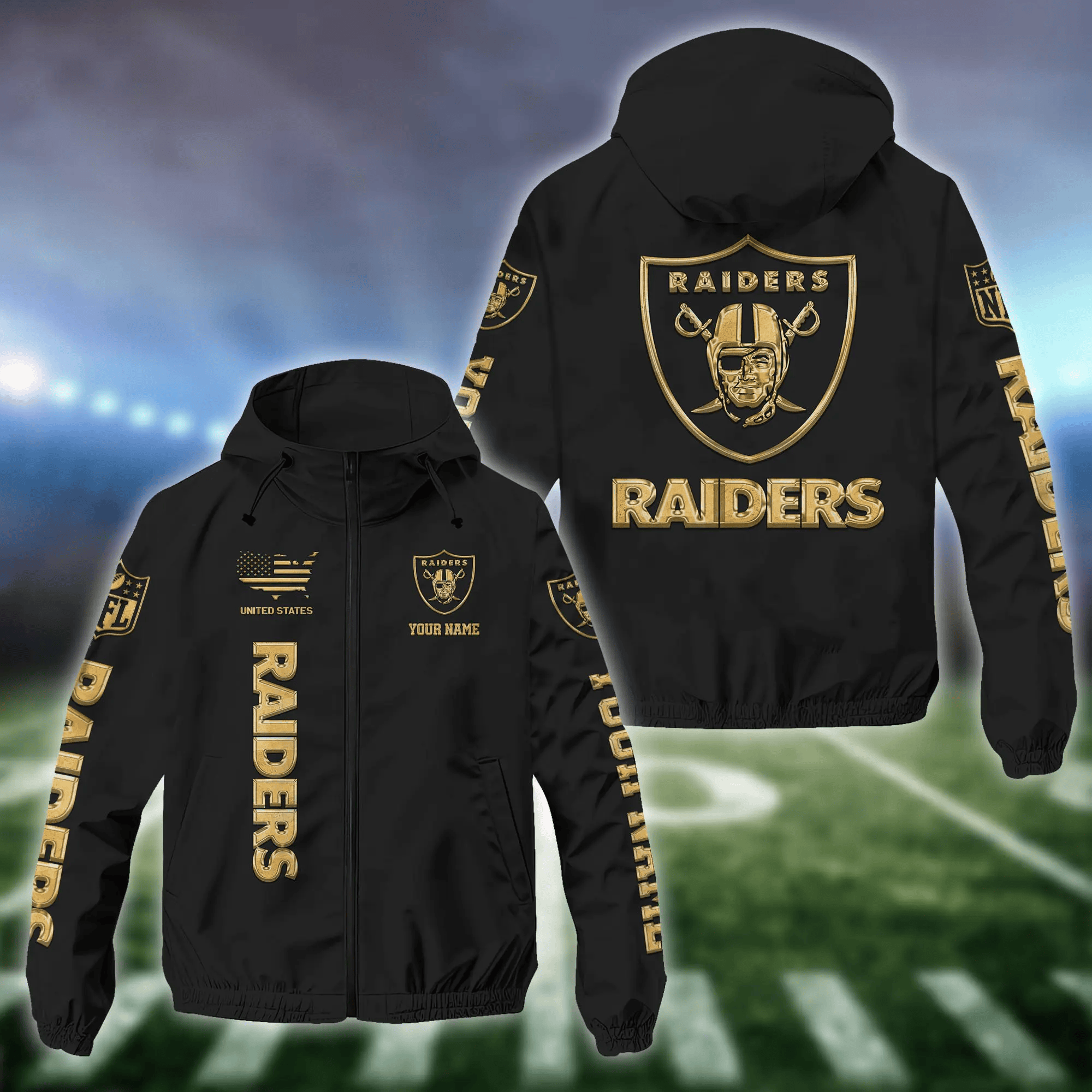 Las Vegas Raiders Custom Windbreaker Outdoor Jacket Sport Fan Gift PDUKRU