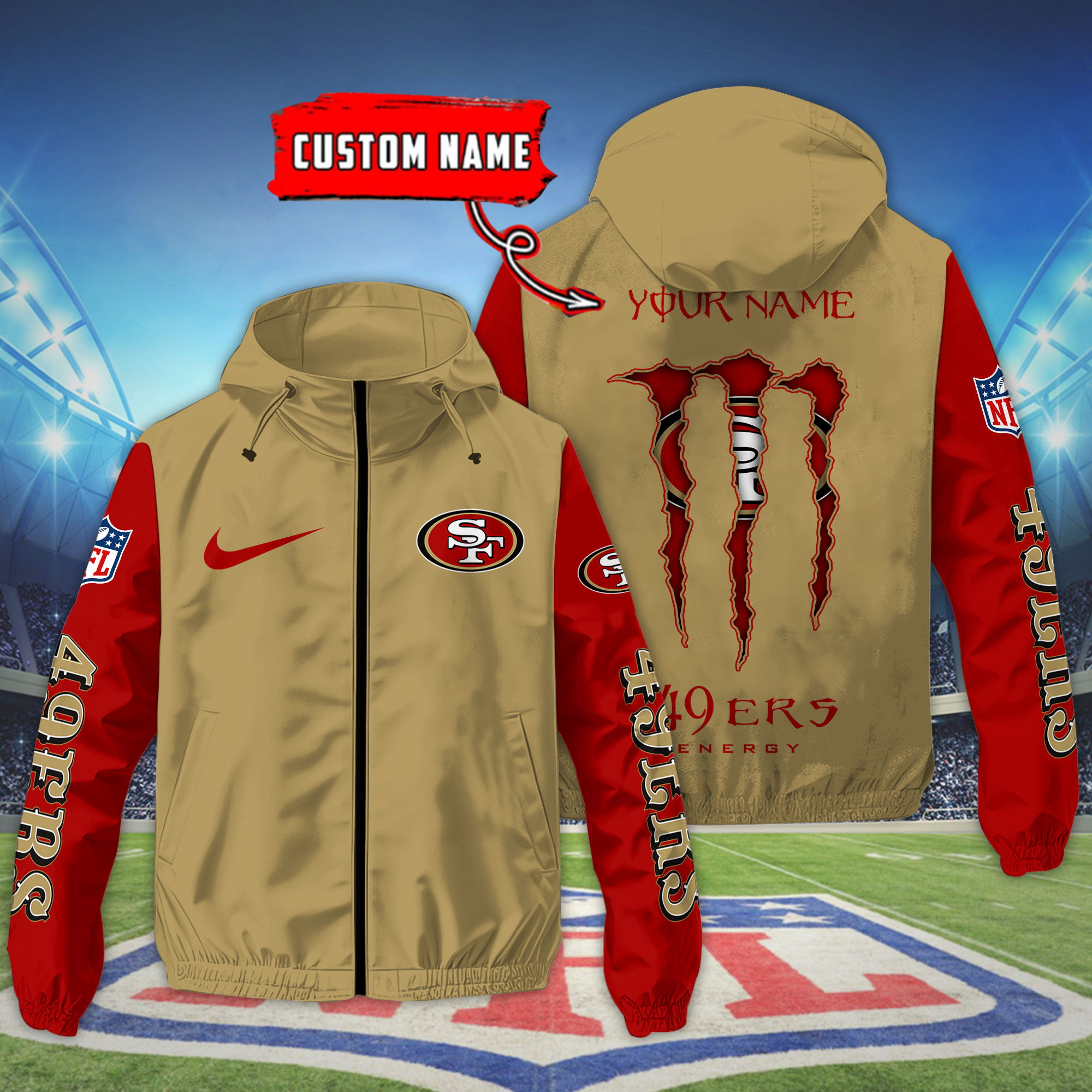 San Francisco 49ers Custom Windbreaker Outdoor Jacket Sport Fan Gift P2TN7J