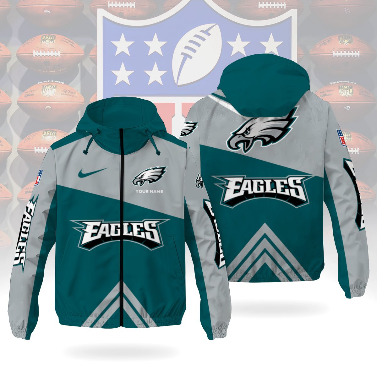 Philadelphia Eagles Custom Windbreaker Outdoor Jacket Sport Fan Gift PCT9F4