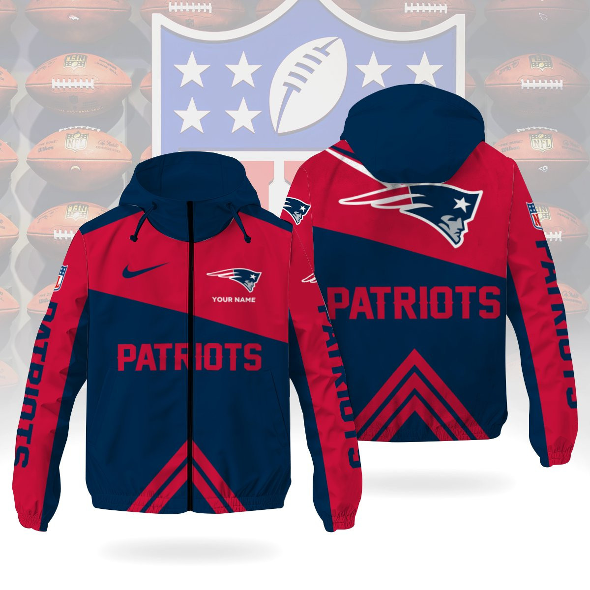New England Patriots Custom Windbreaker Outdoor Jacket Sport Fan Gift P7EQVS