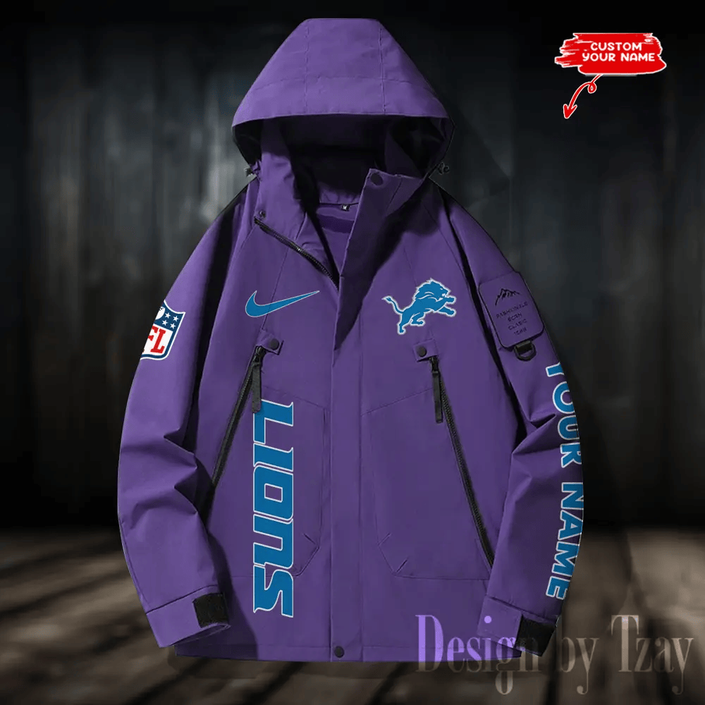 Detroit Lions Windbreaker Unisex Outdoor Windproof Rain Coat Antifouling P7PSZX
