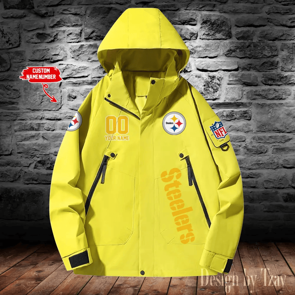 Pittsburgh Steelers Windbreaker Unisex Outdoor Windproof Rain Coat Antifouling P2JTEW