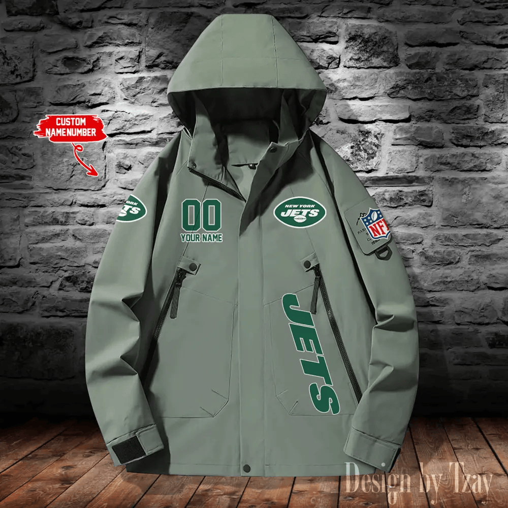 New York Jets Windbreaker Unisex Outdoor Windproof Rain Coat Antifouling PR7WCS