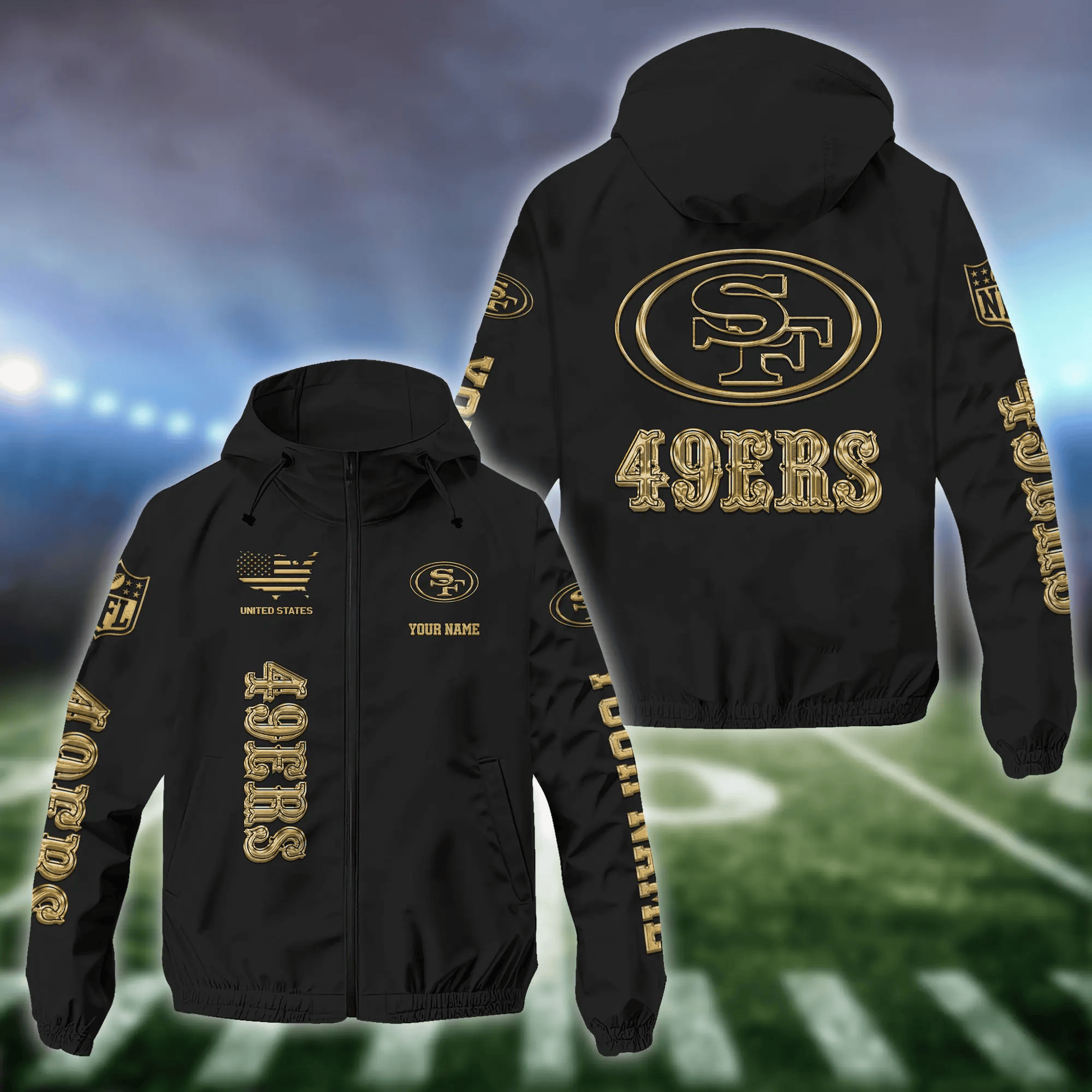 San Francisco 49ers Custom Windbreaker Outdoor Jacket Sport Fan Gift PAAWQH