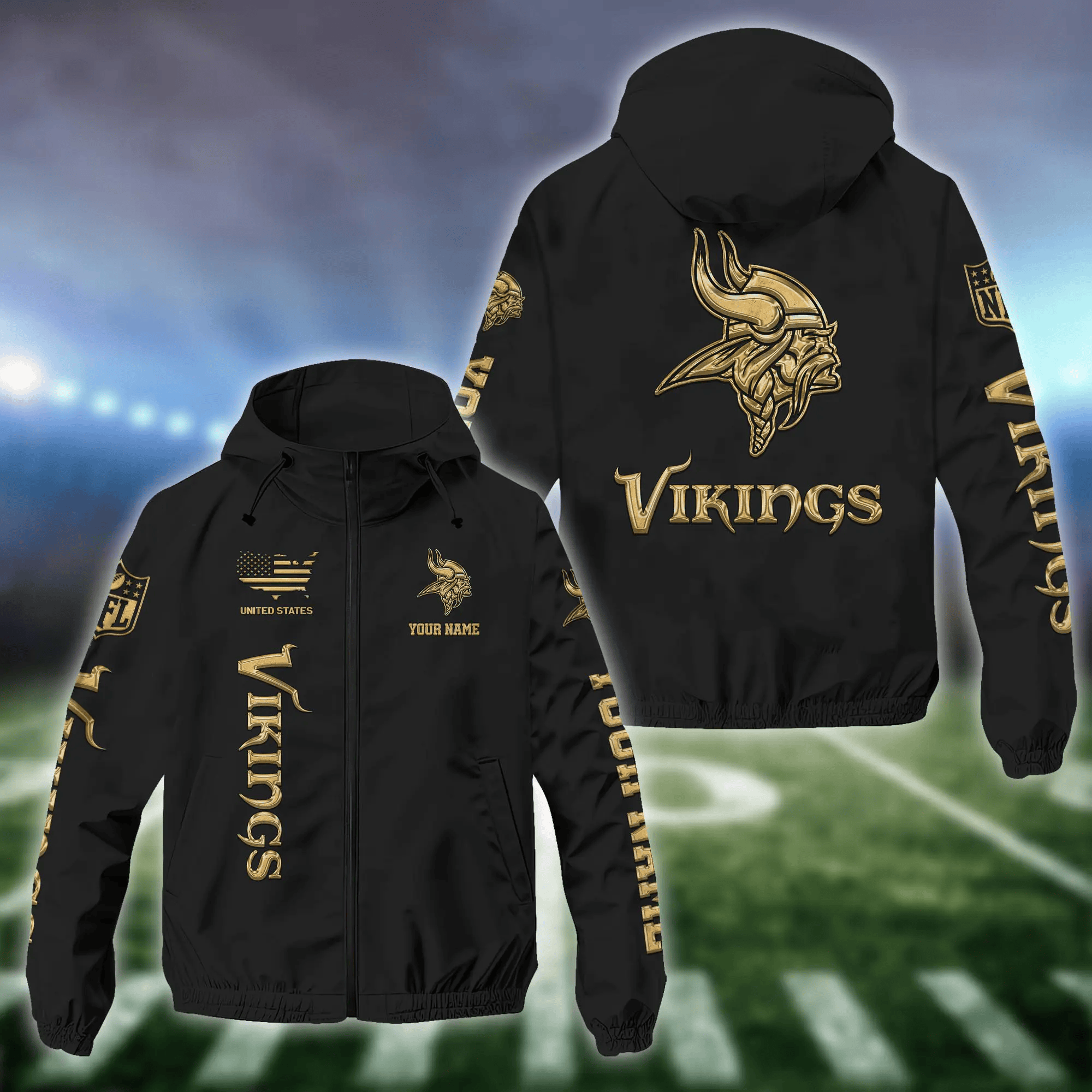 Minnesota Vikings Custom Windbreaker Outdoor Jacket Sport Fan Gift PGRP6P