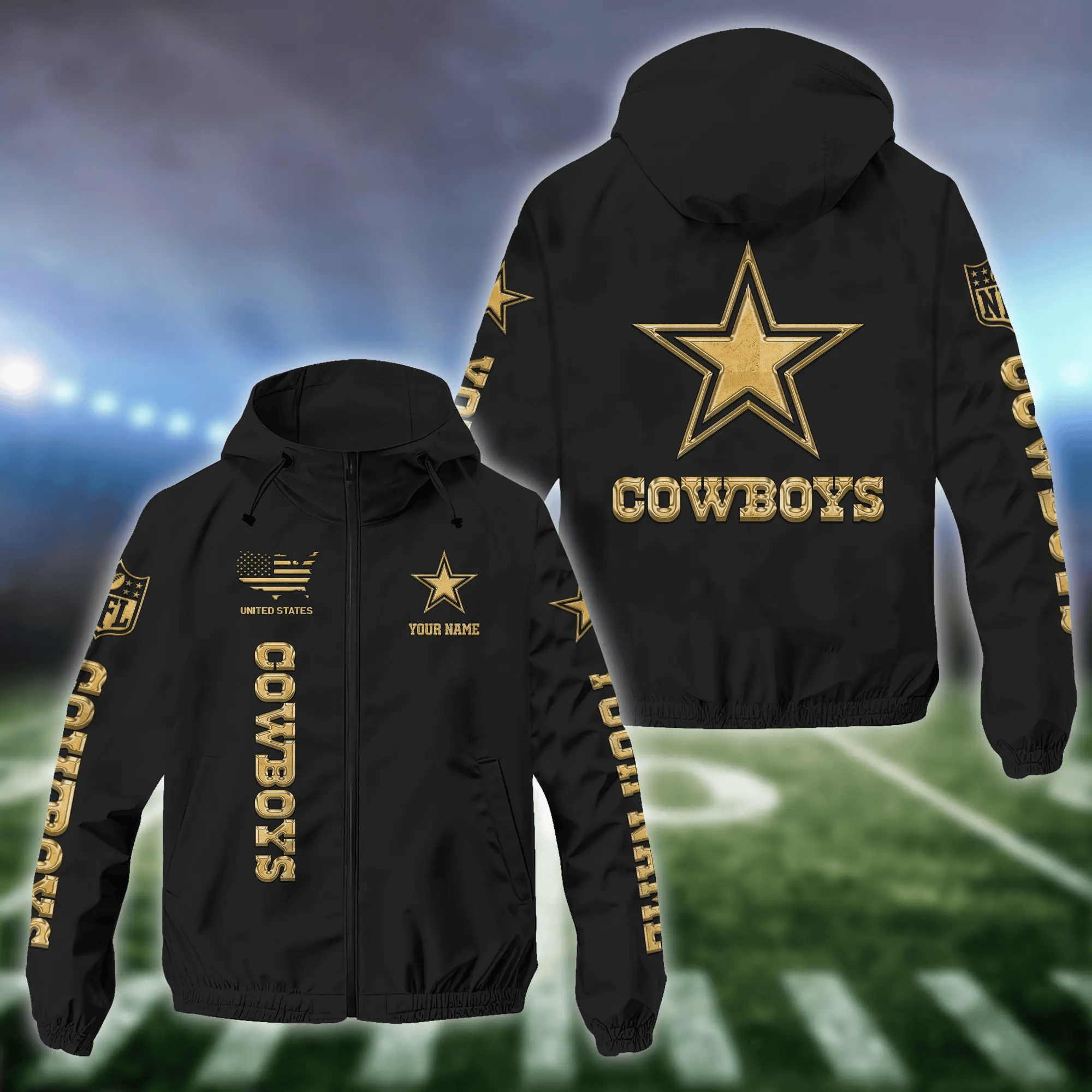 Dallas Cowboys Custom Windbreaker Outdoor Jacket Sport Fan Gift PULFGC