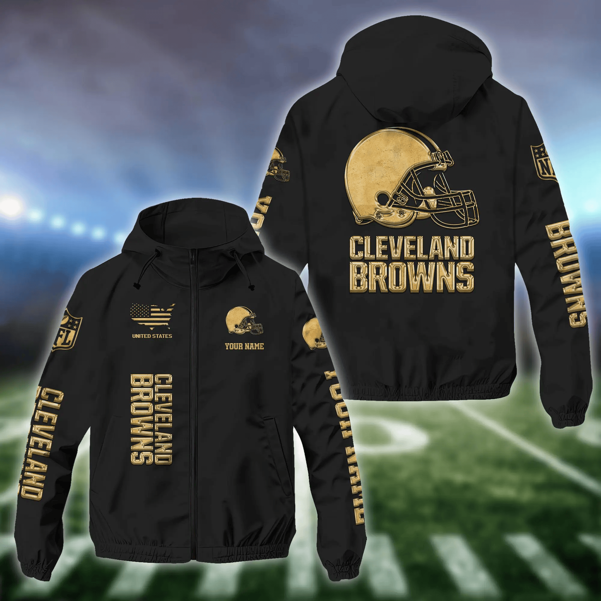 Cleveland Browns Custom Windbreaker Outdoor Jacket Sport Fan Gift P2SCLV