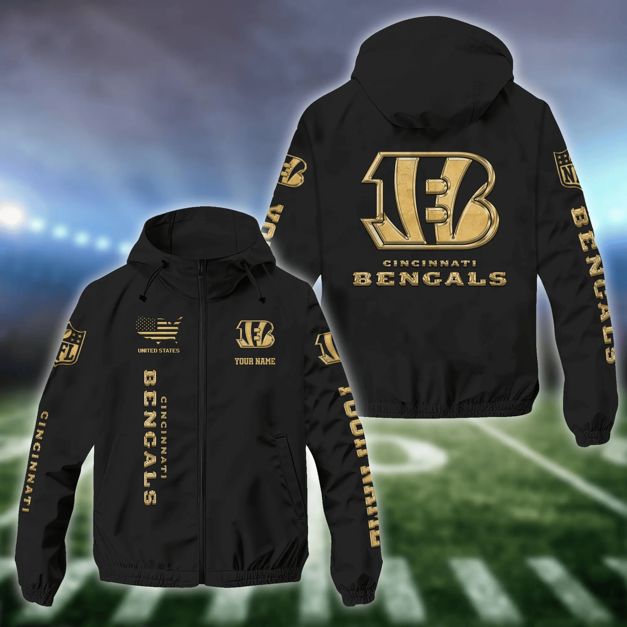 Cincinnati Bengals Custom Windbreaker Outdoor Jacket Sport Fan Gift PGXZUK