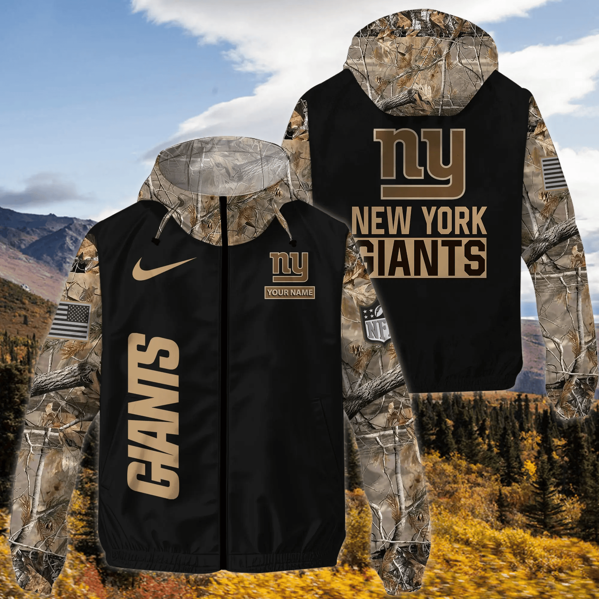 New York Giants Custom Windbreaker Outdoor Jacket Sport Fan Gift PNHB8Z