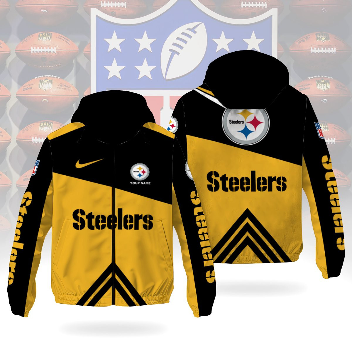 Pittsburgh Steelers Custom Windbreaker Outdoor Jacket Sport Fan Gift P4ED8Z