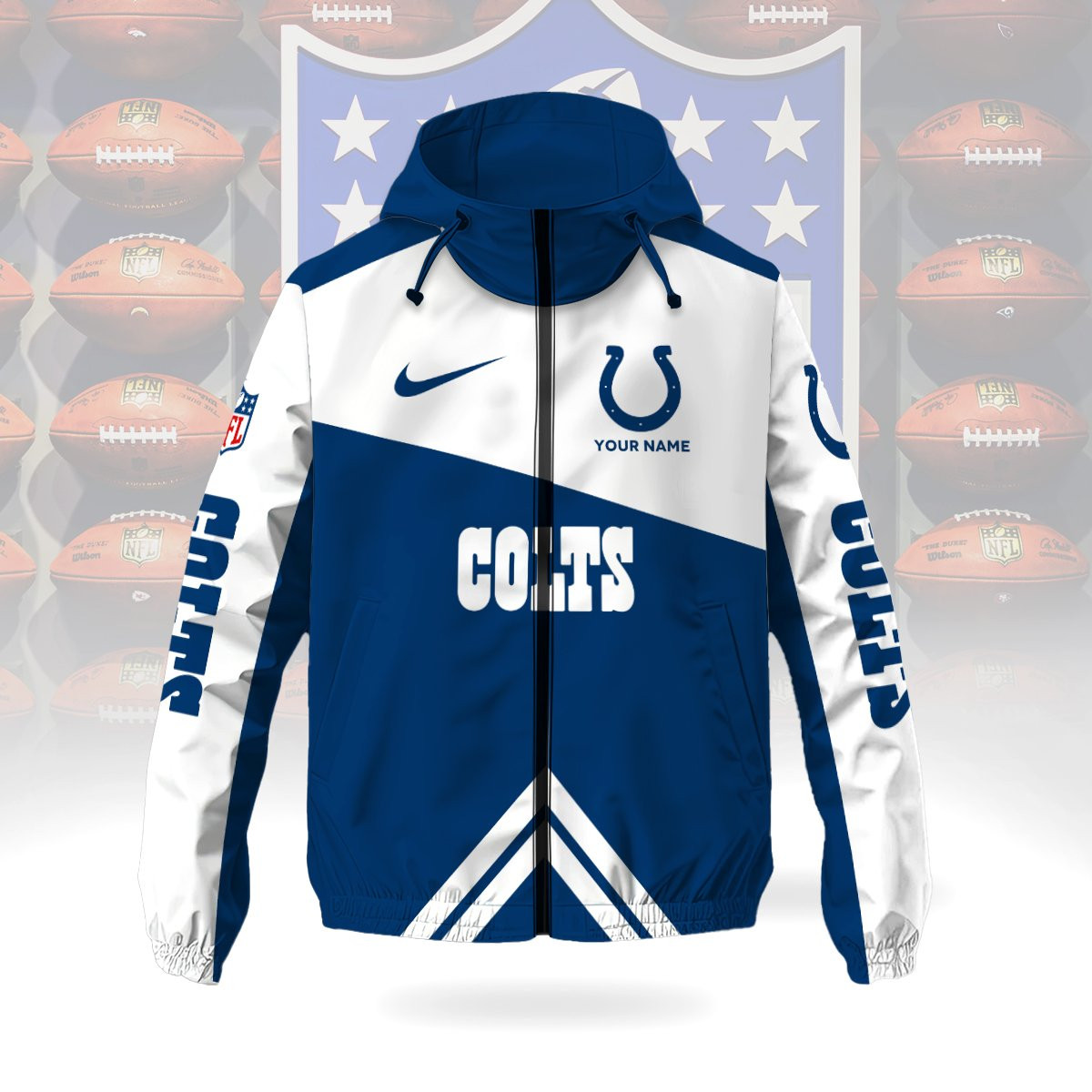 Indianapolis Colts Custom Windbreaker Outdoor Jacket Sport Fan Gift PKUEUZ