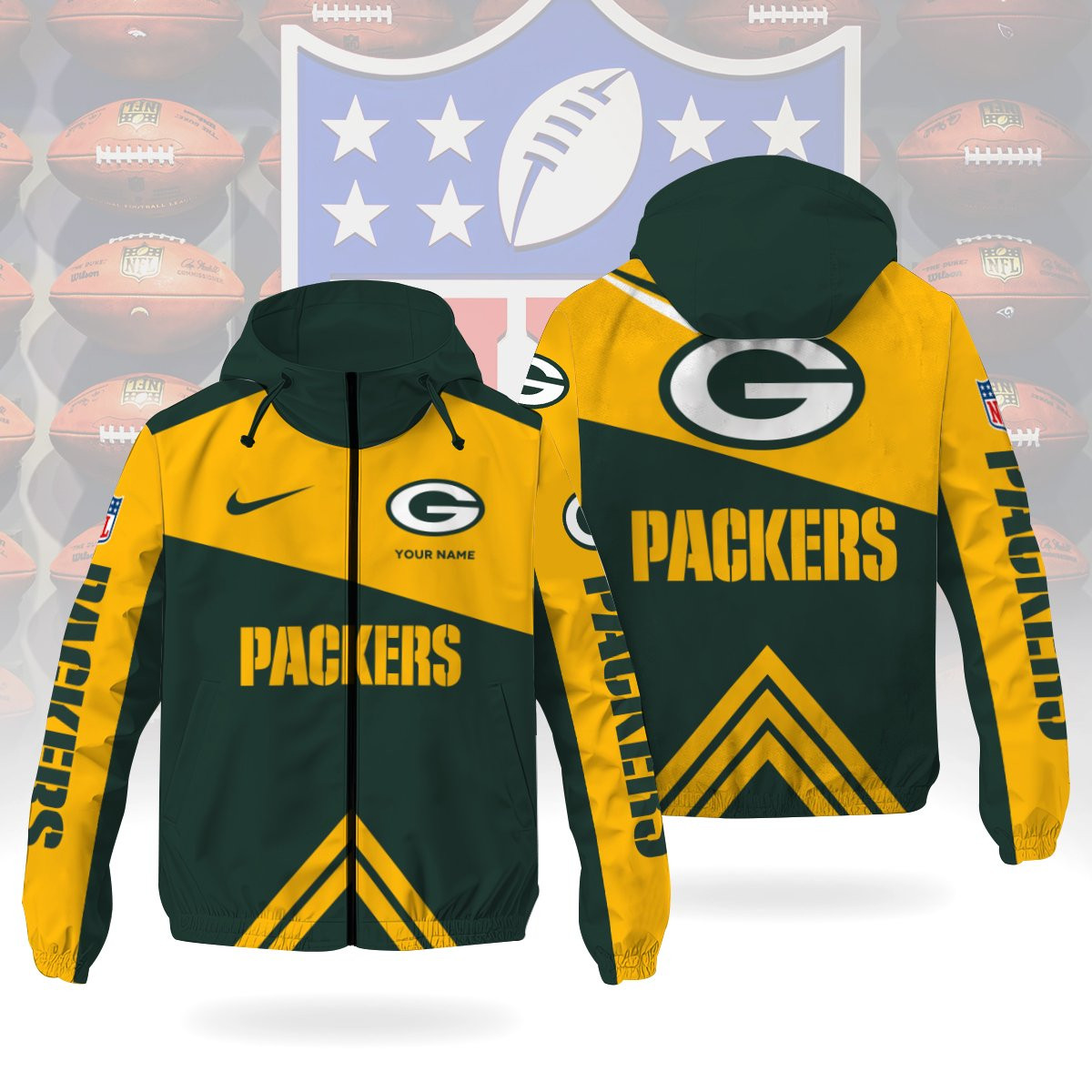 Green Bay Packers Custom Windbreaker Outdoor Jacket Sport Fan Gift P83RHM