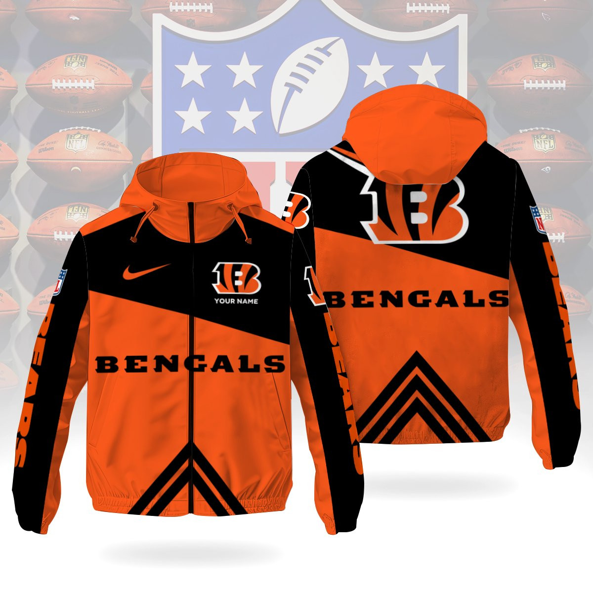 Cincinnati Bengals Custom Windbreaker Outdoor Jacket Sport Fan Gift P2MXB6
