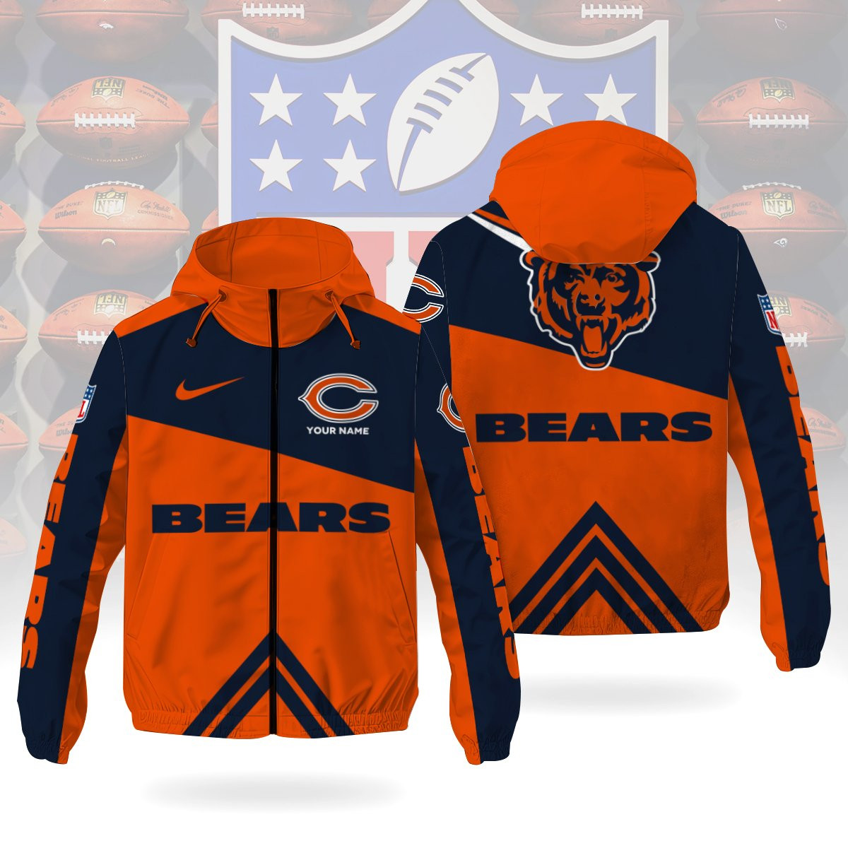 Chicago Bears Custom Windbreaker Outdoor Jacket Sport Fan Gift P6LV6G